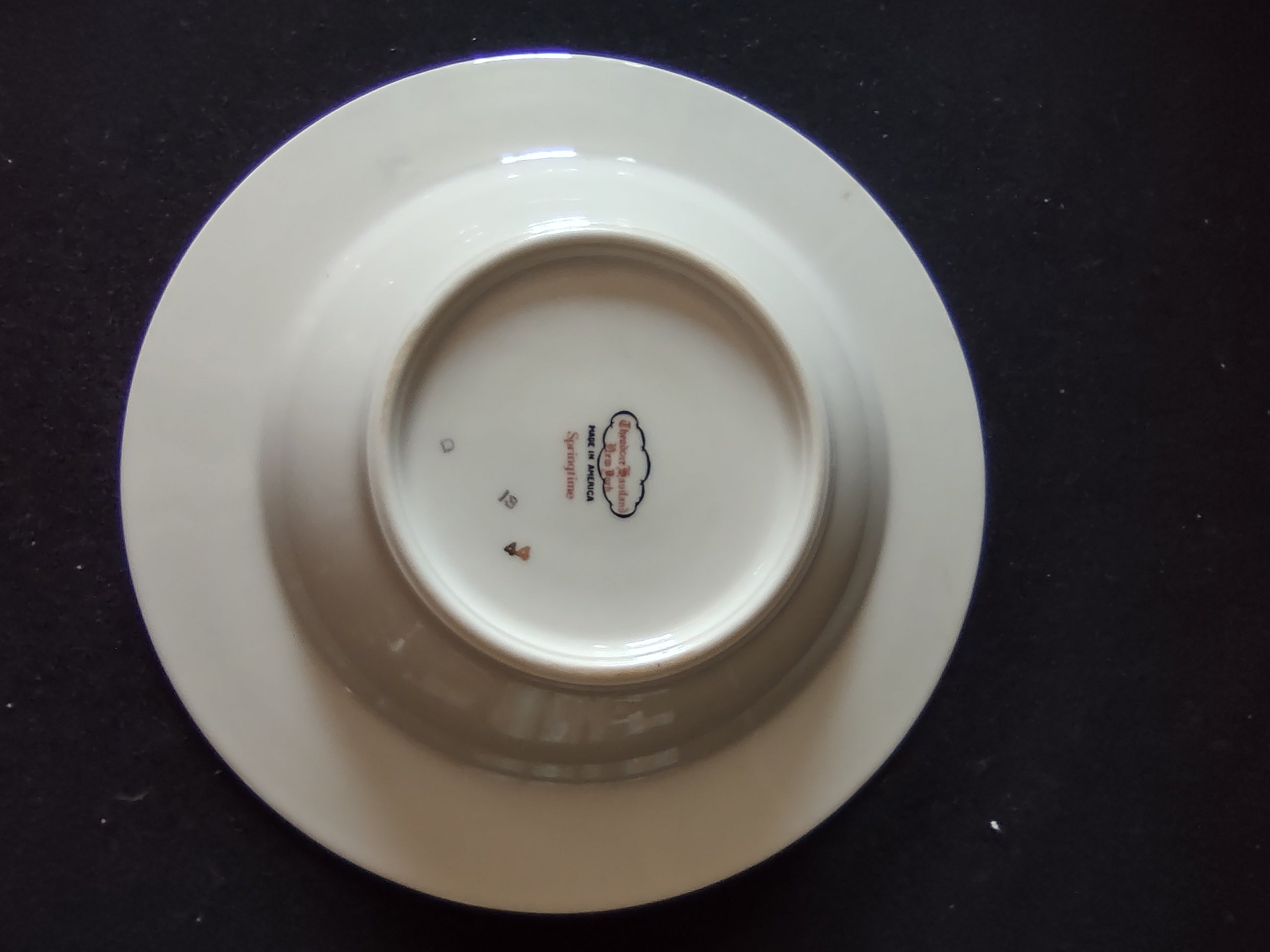 Theodore Haviland Springtime rimmed soup bowl side profile with ruler