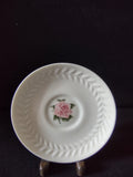 Theodore Haviland Regents Park Rose saucer with ruler showing approximately 5.5 inch diameter