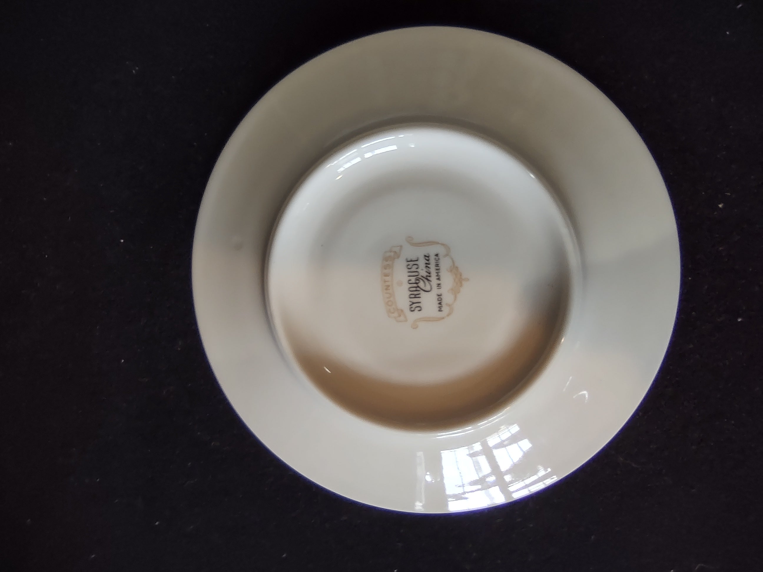 Syracuse China Countess saucer bottom view with backstamp