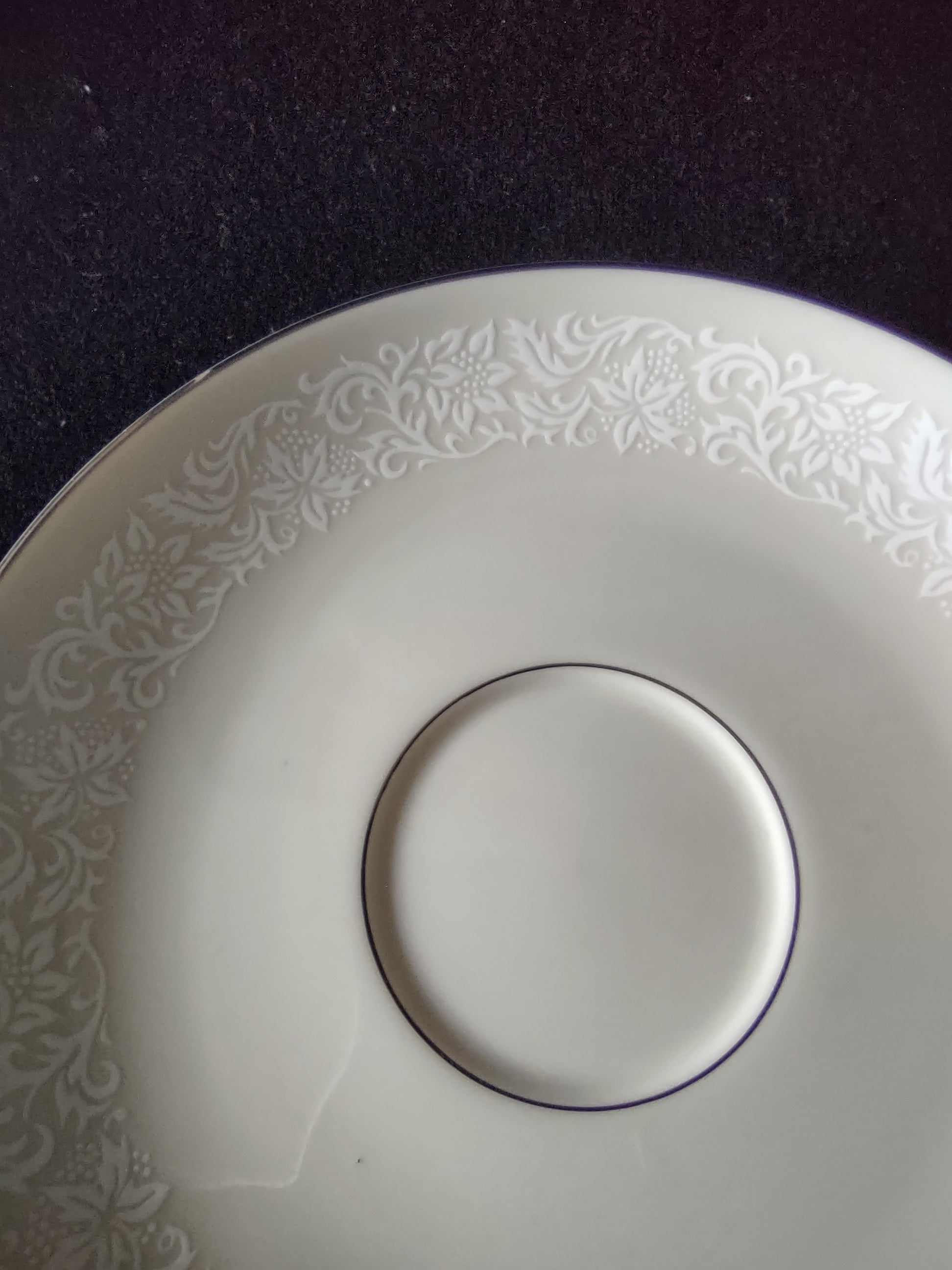 Pickard China Brocade saucer cup well and platinum inner ring detail