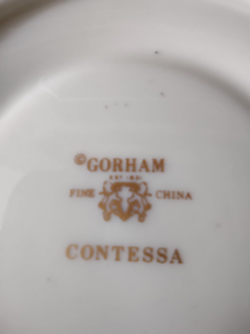 Gorham Contessa saucer bottom with ruler showing 5 inch diameter
