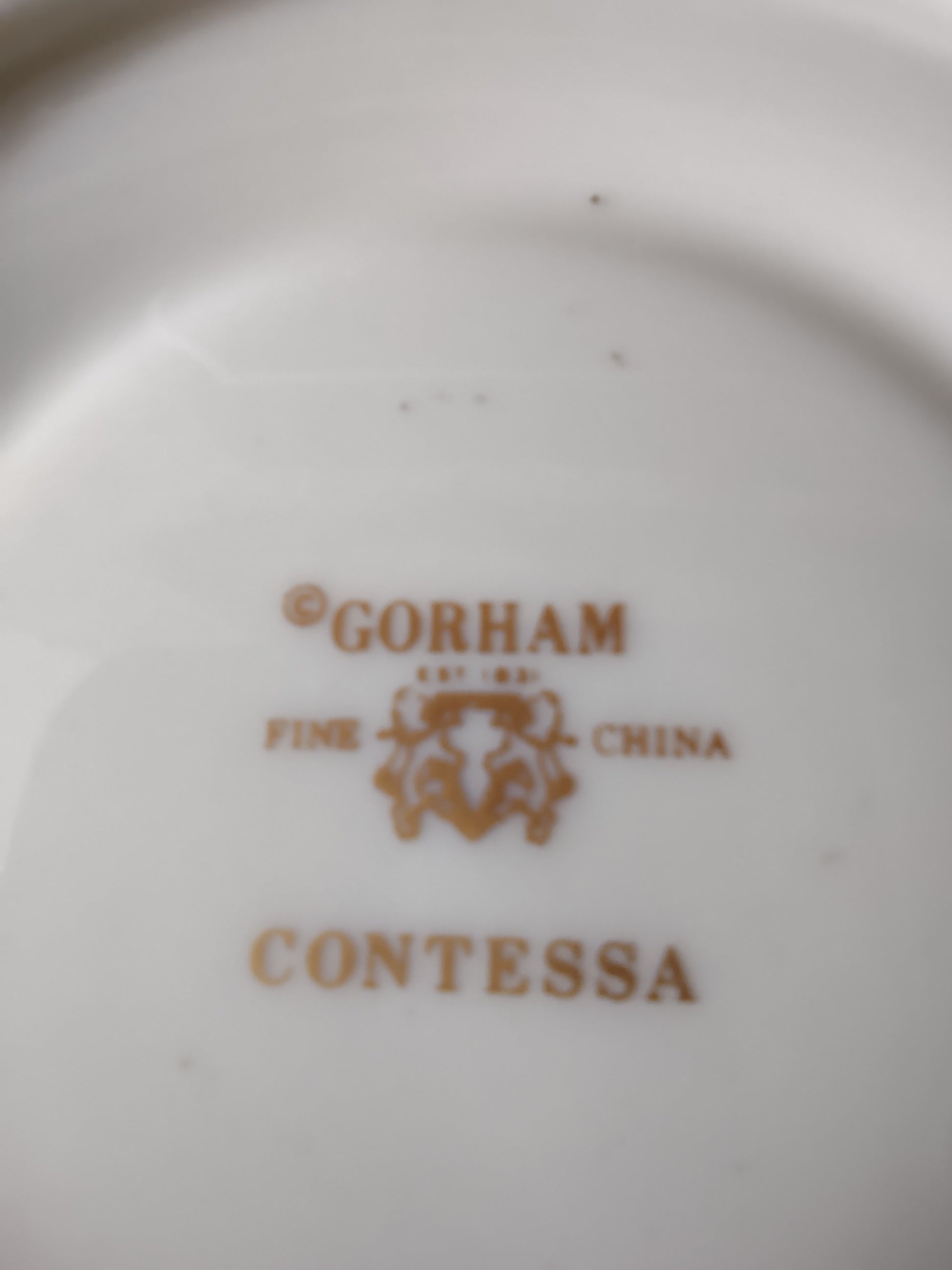 Gorham Contessa saucer bottom with ruler showing 5 inch diameter