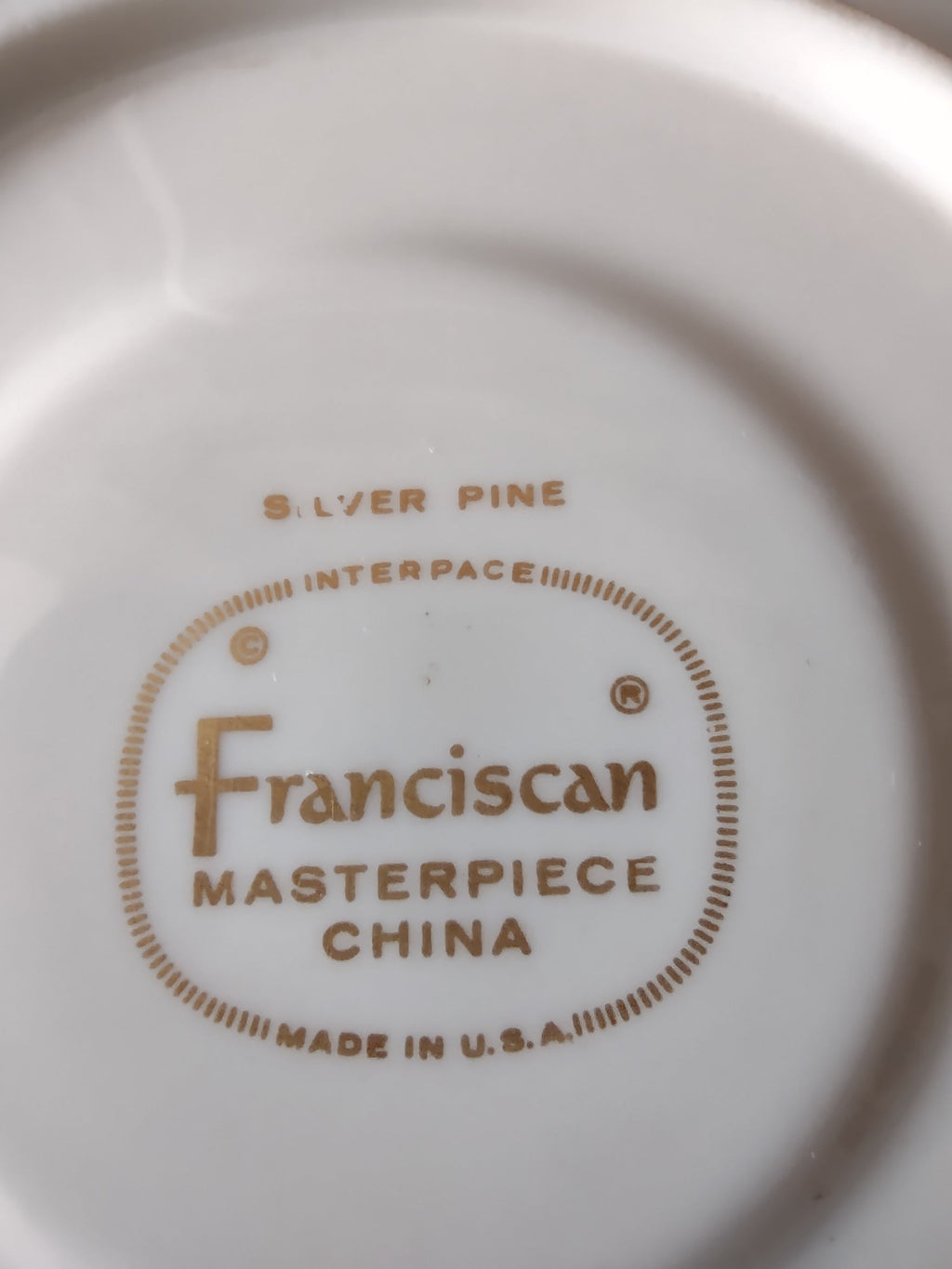 Franciscan Silver Pine saucer interior top view