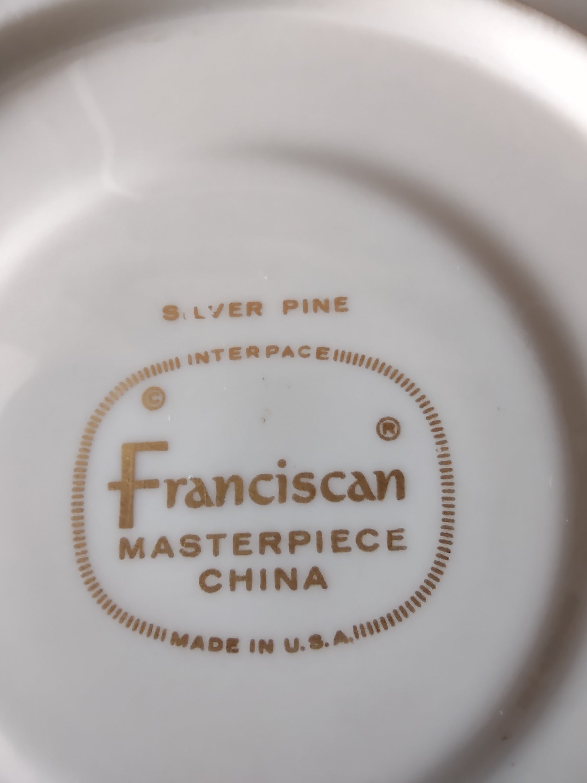 Franciscan Silver Pine saucer interior top view