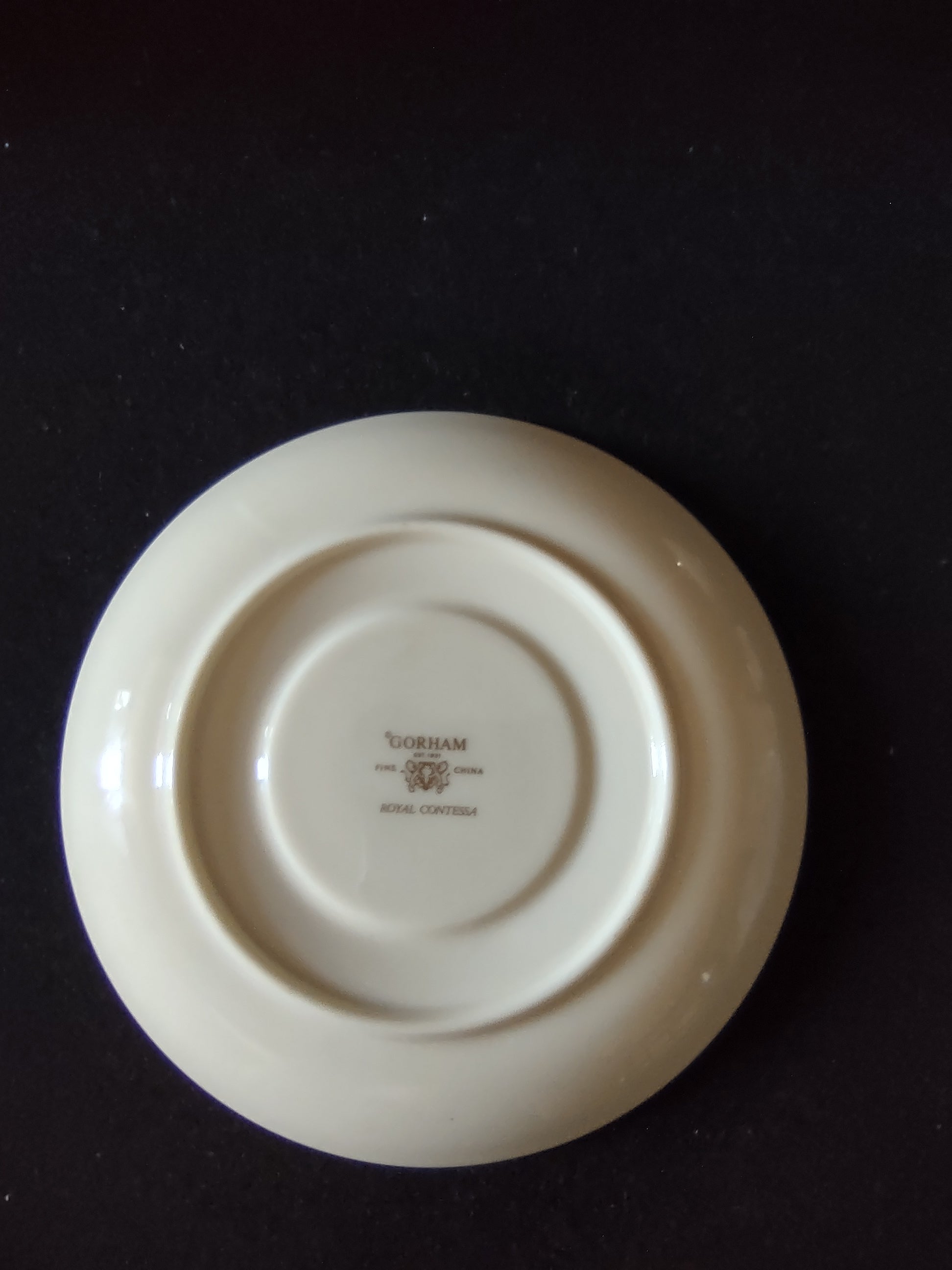 Gorham Royal Contessa saucer rim showing gold band wear