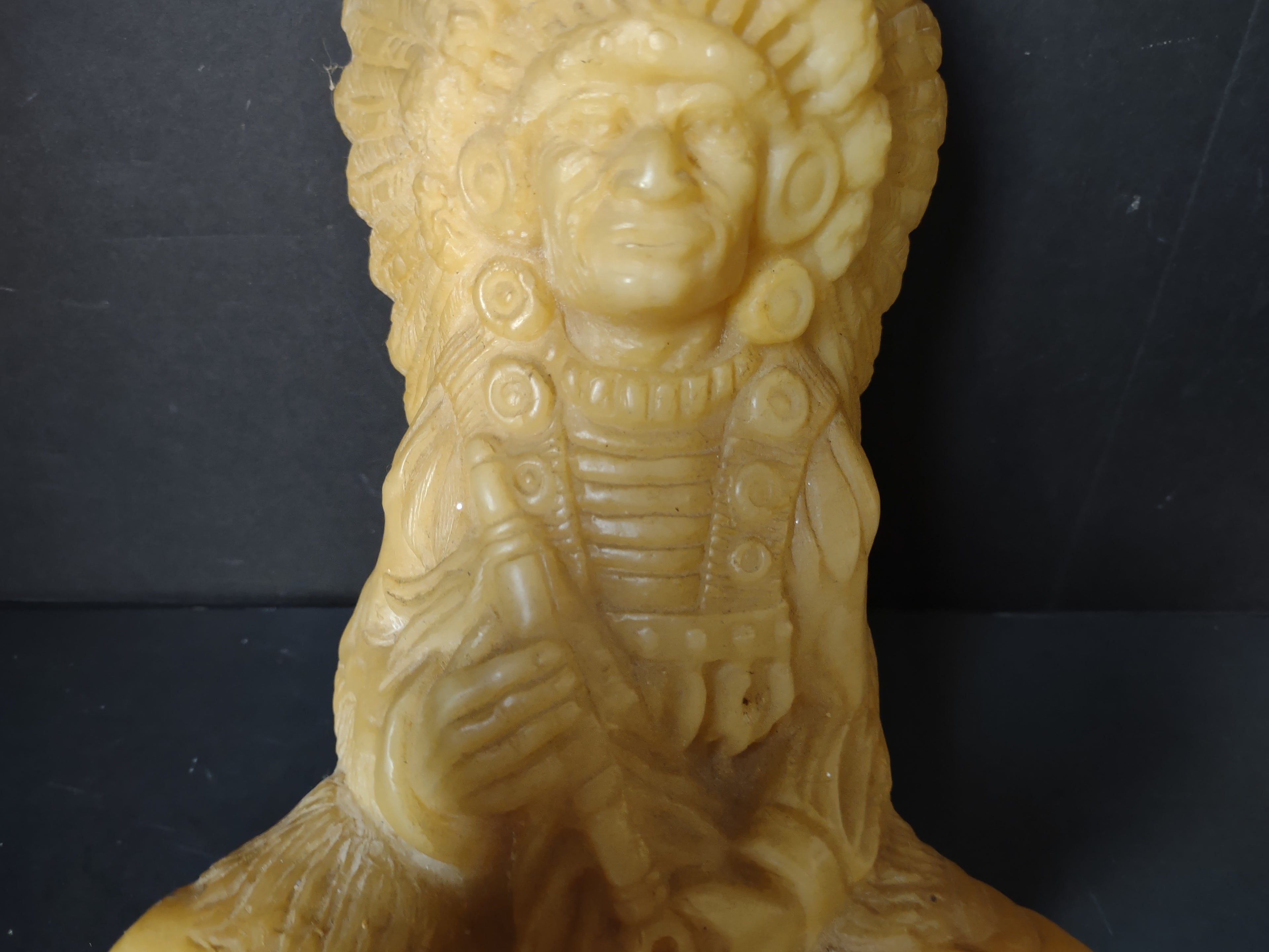 Vintage Beeswax Native American Chief Seated Figure Candle [7112]