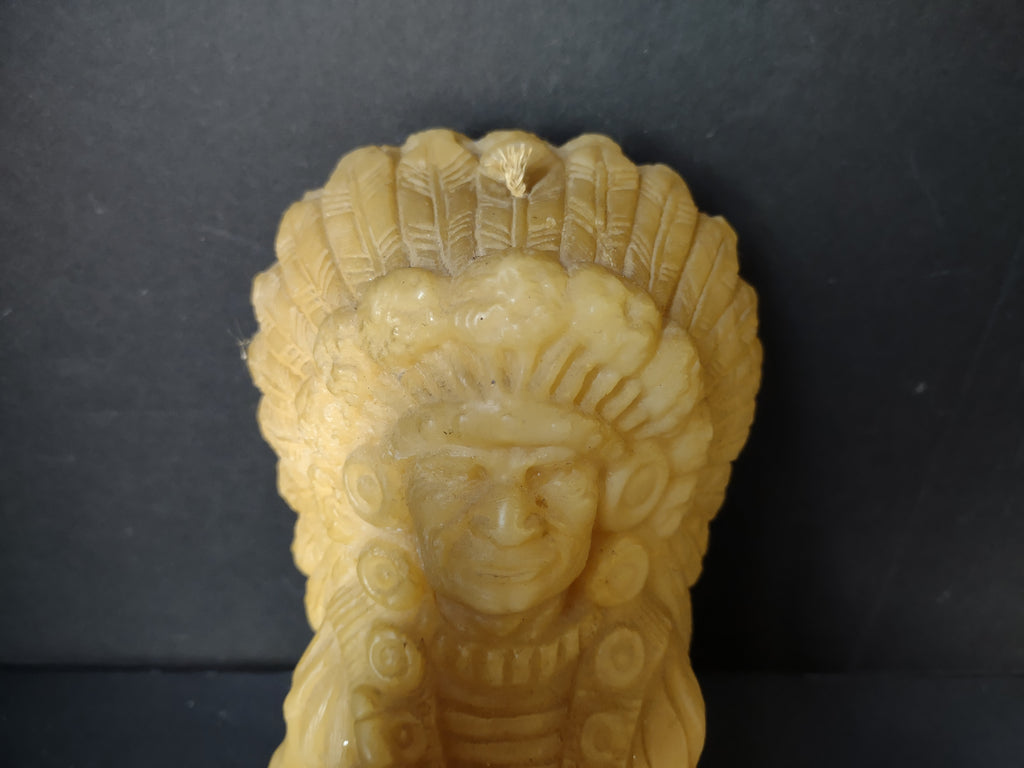 Vintage Beeswax Native American Chief Seated Figure Candle [7112]