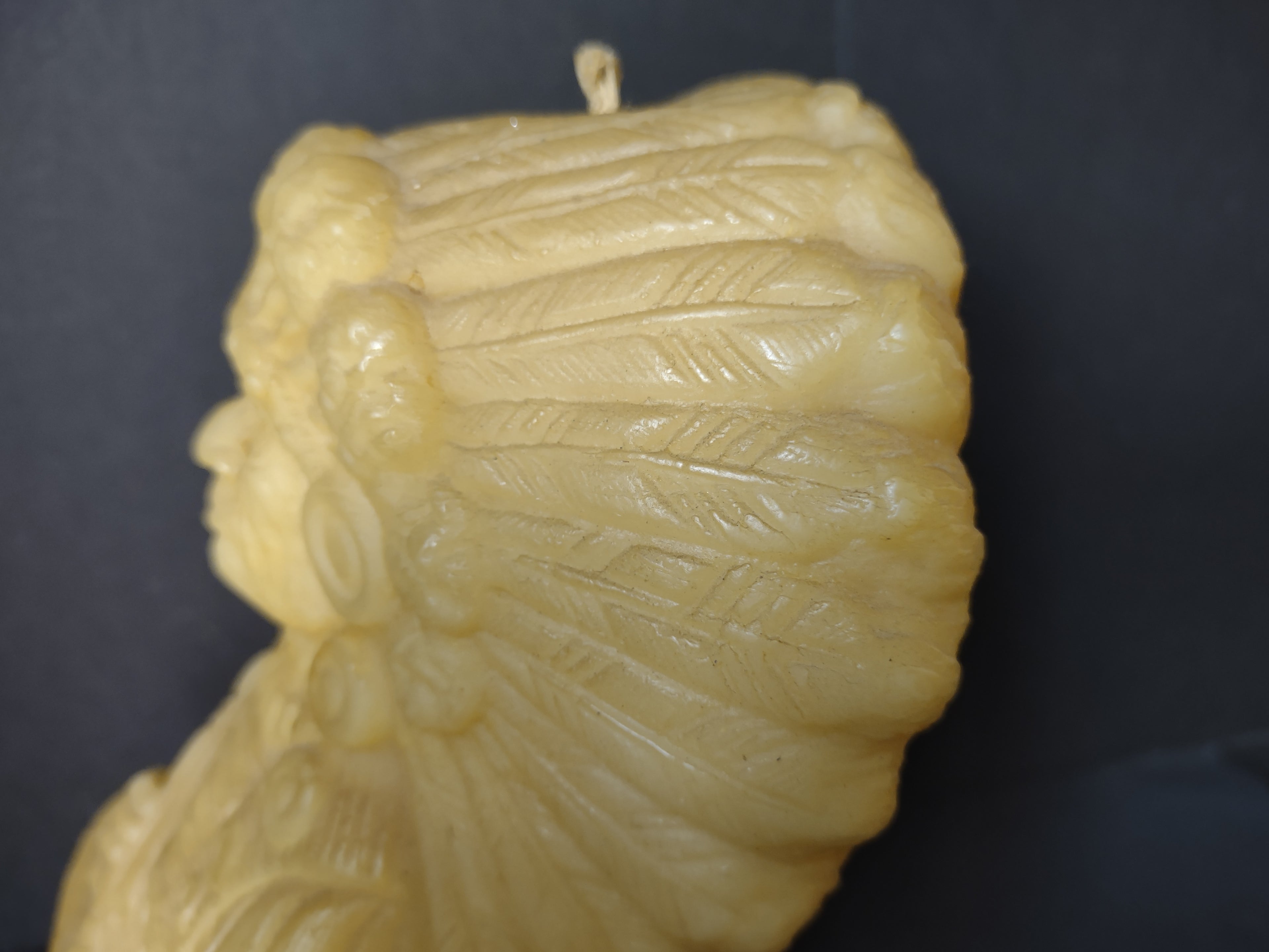 Vintage Beeswax Native American Chief Seated Figure Candle [7112]