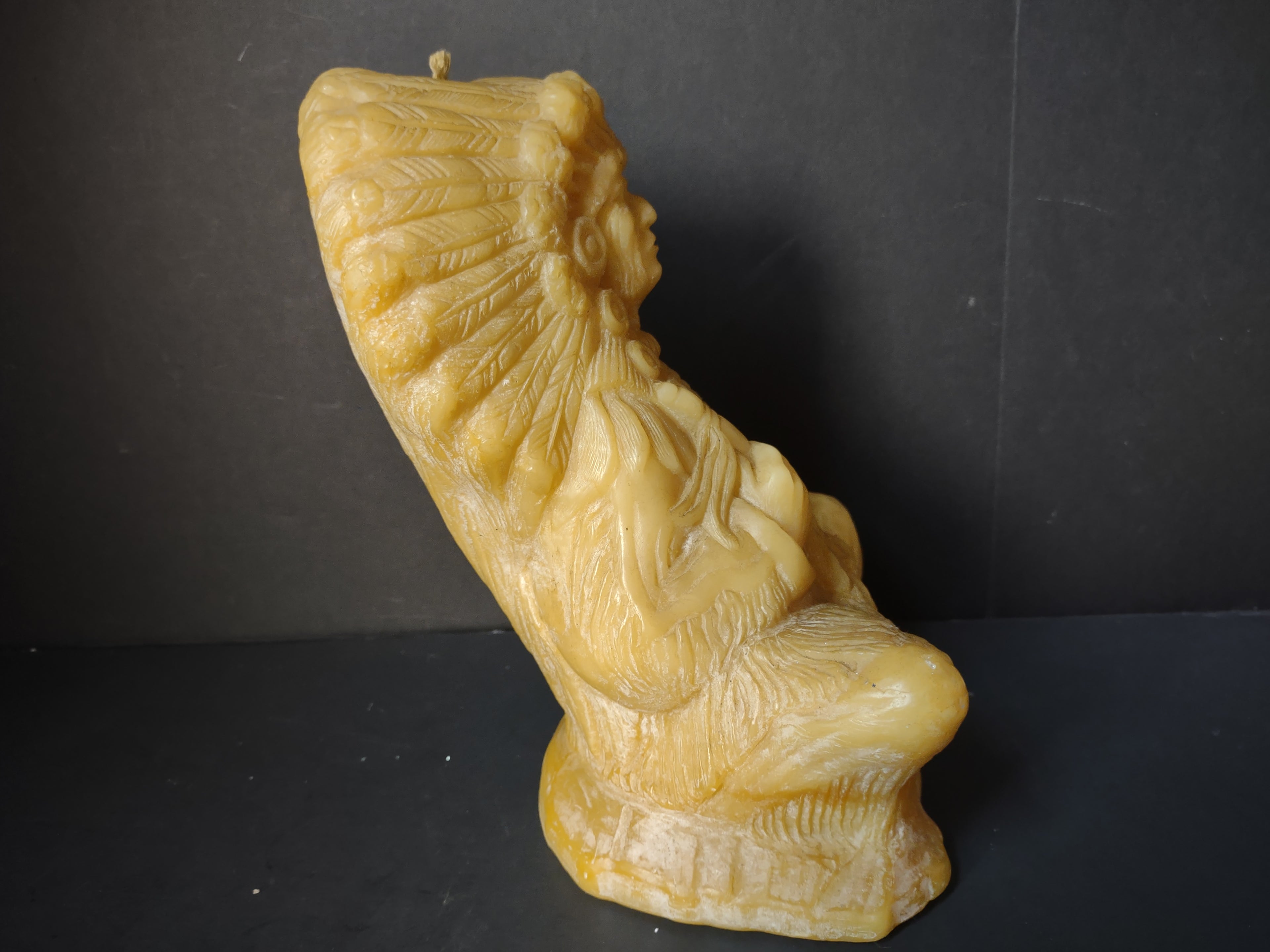 Vintage Beeswax Native American Chief Seated Figure Candle [7112]