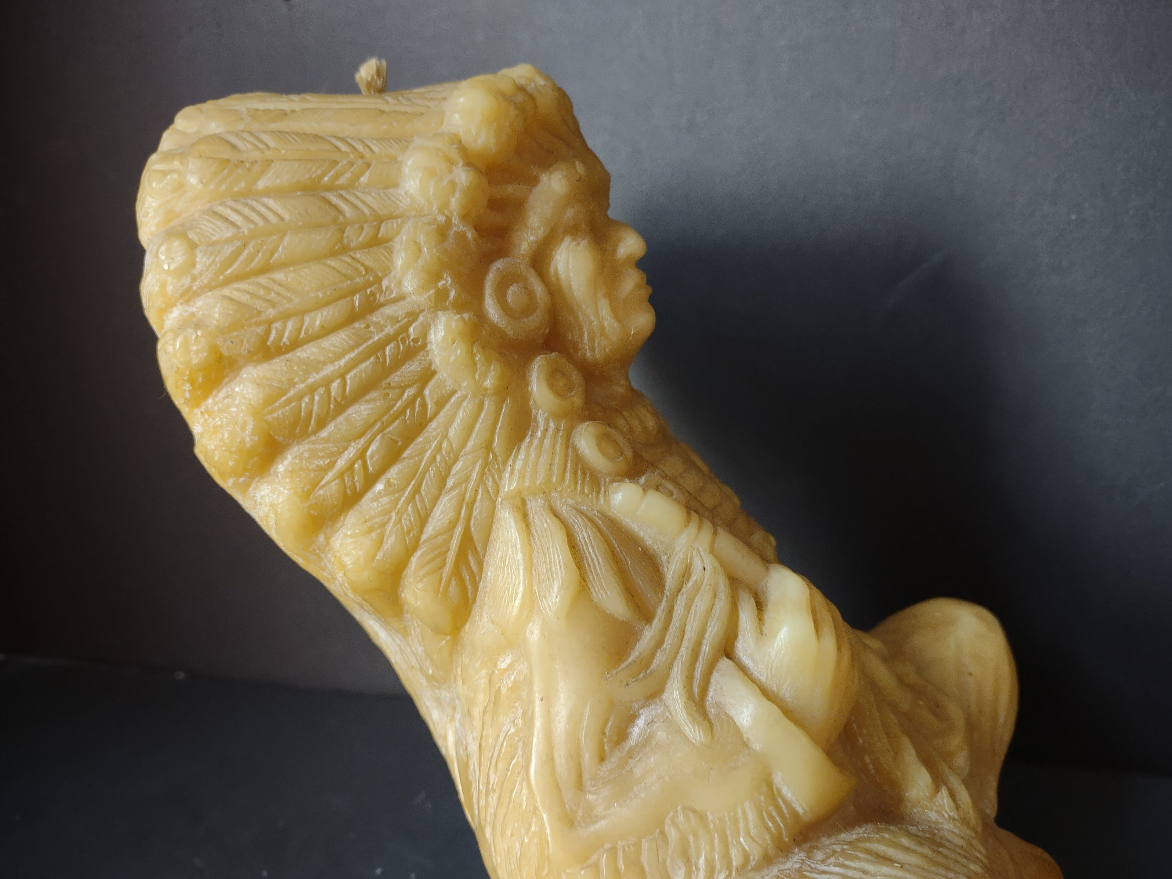 Vintage Beeswax Native American Chief Seated Figure Candle [7112]