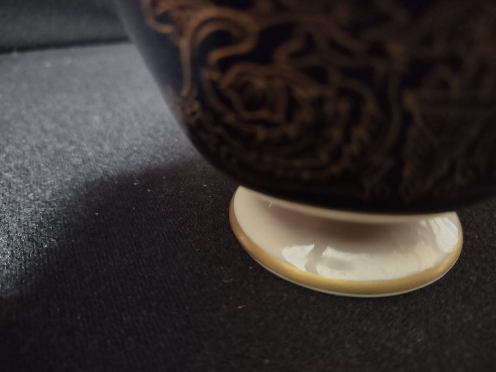 Alvin USA cobalt blue gold scrollwork cup front view