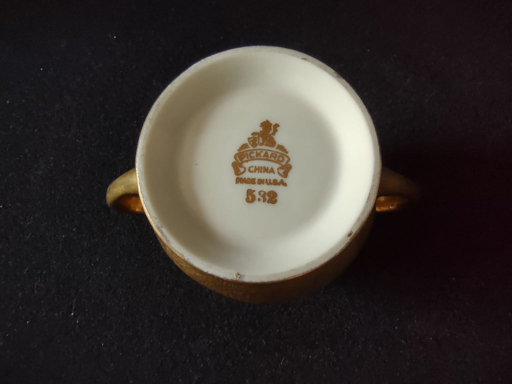 Pickard China gold encrusted sugar bowl additional side view