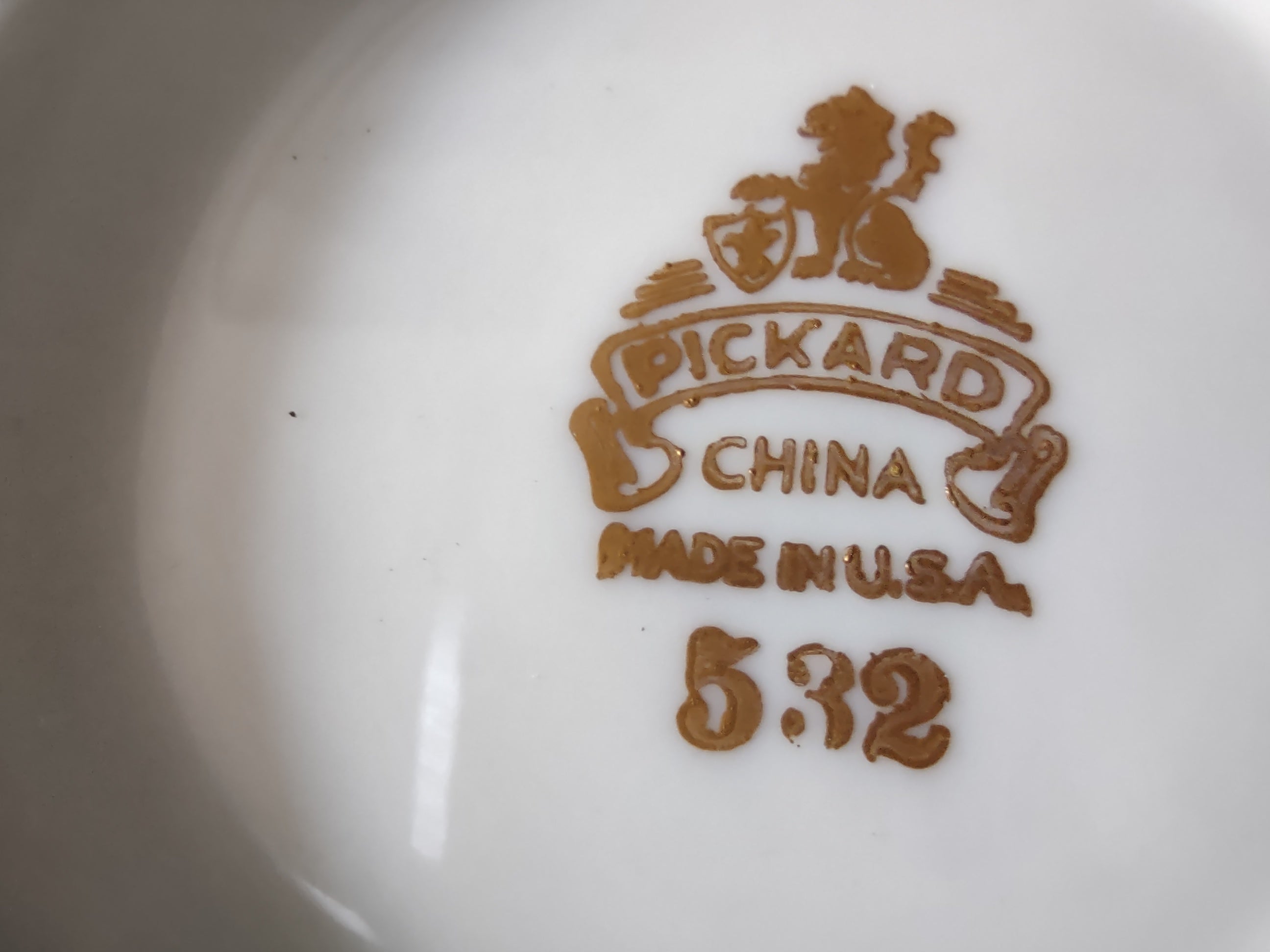 Pickard China Made in USA pattern 532 backstamp on base