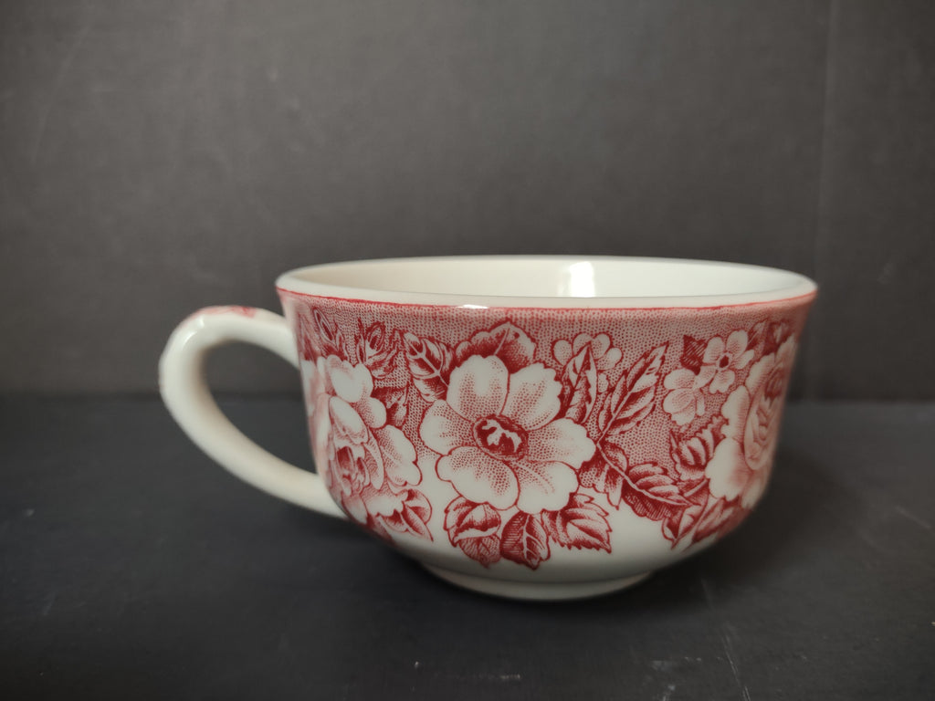 Vintage Shenango China Red Rose Transferware Teacup [7141]