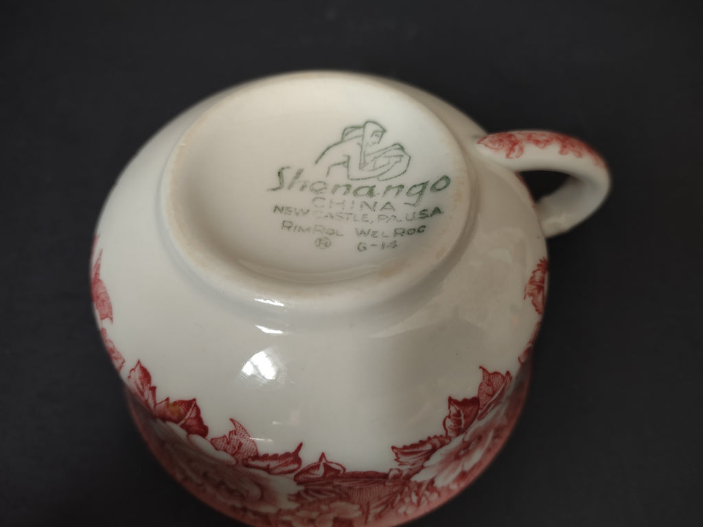 Vintage Shenango China Red Rose Transferware Teacup [7141]