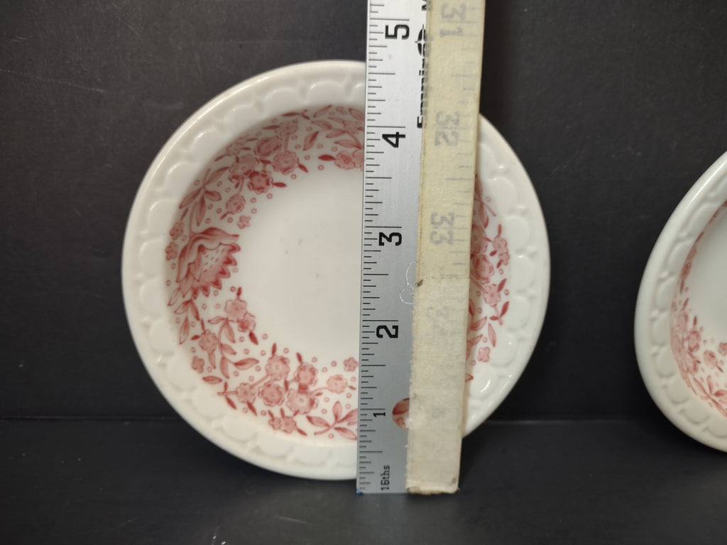 Vintage Syracuse China Pink Floral Transferware Berry Bowl Set of 2 [7142]
