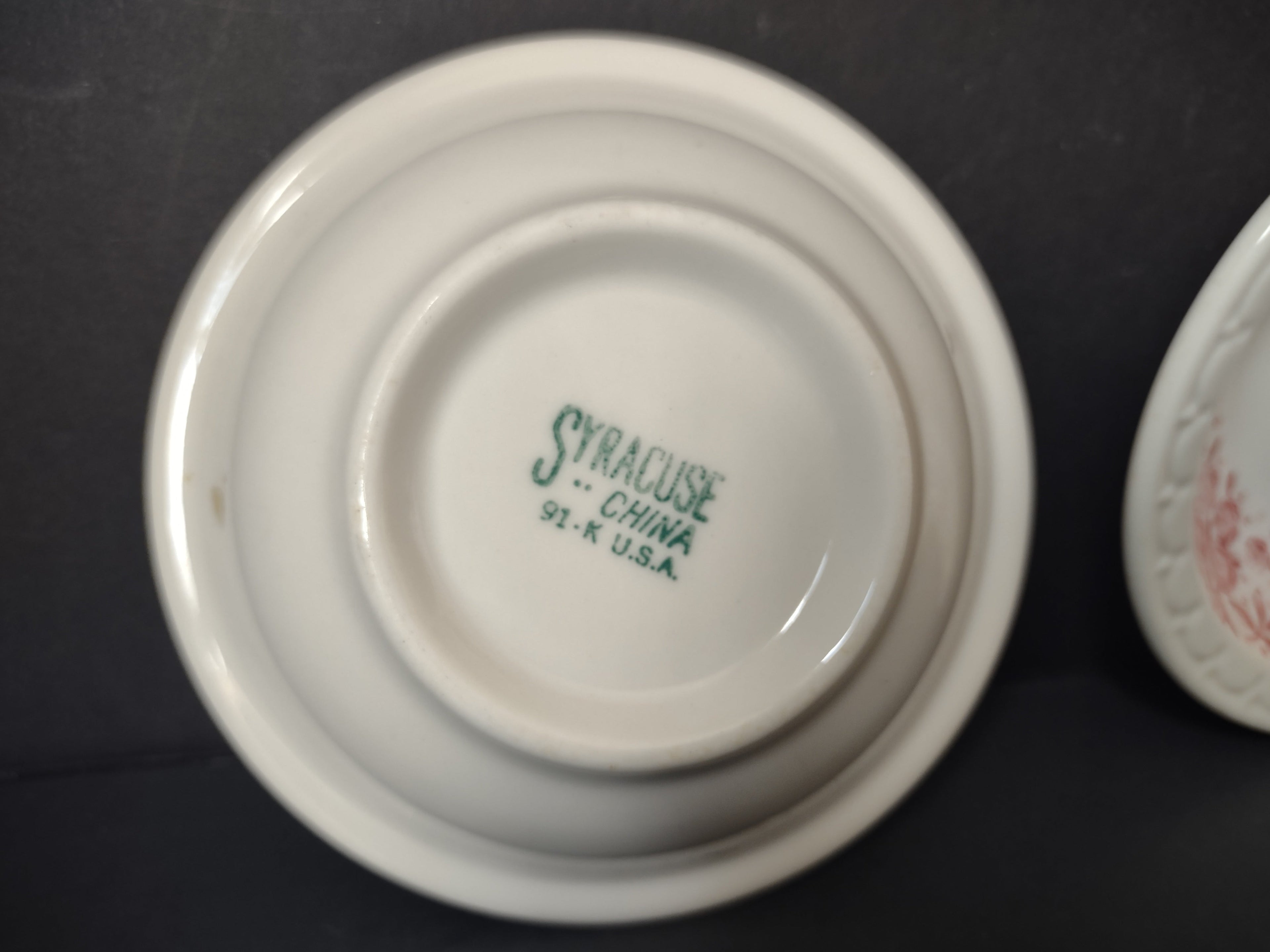 Syracuse China backstamp New Castle USA with date code 91-K November 1991
