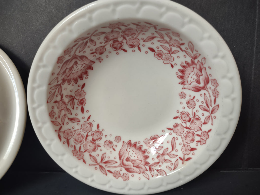 Vintage Syracuse China Pink Floral Transferware Berry Bowl Set of 2 [7142]