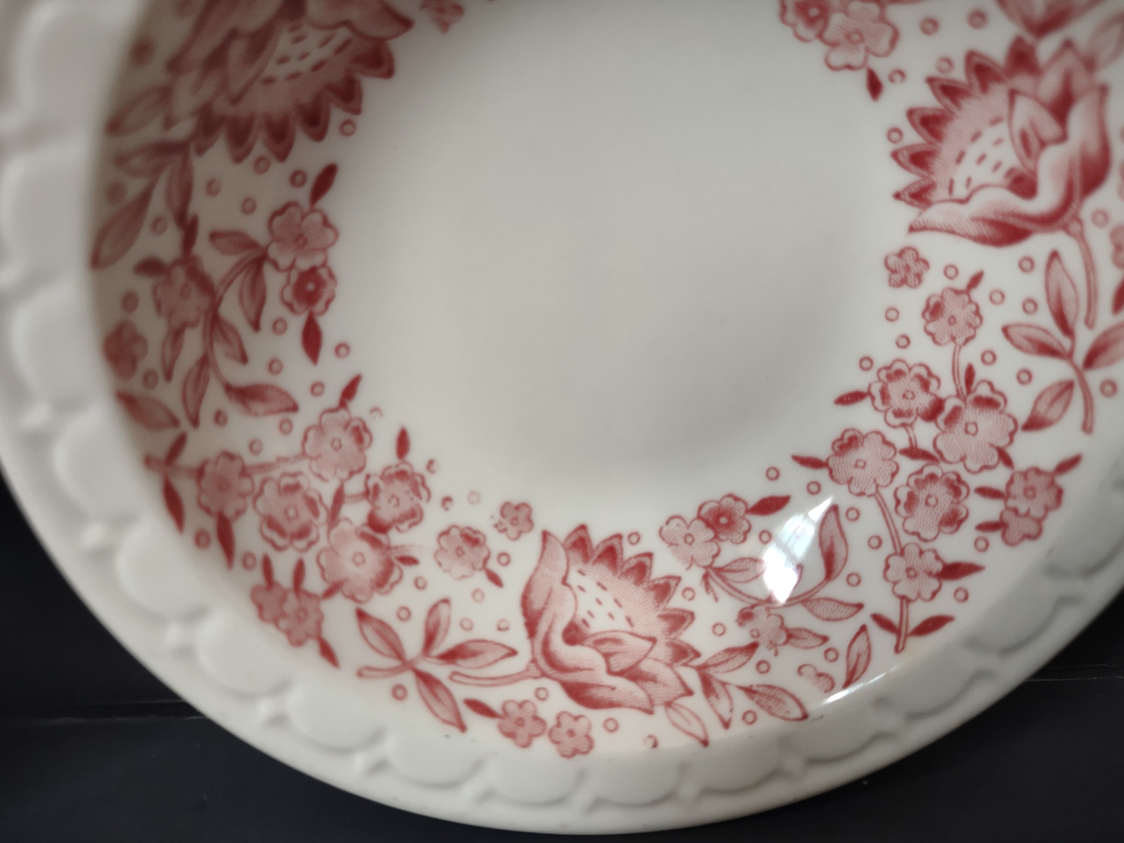 Vintage Syracuse China Pink Floral Transferware Berry Bowl Set of 2 [7142]