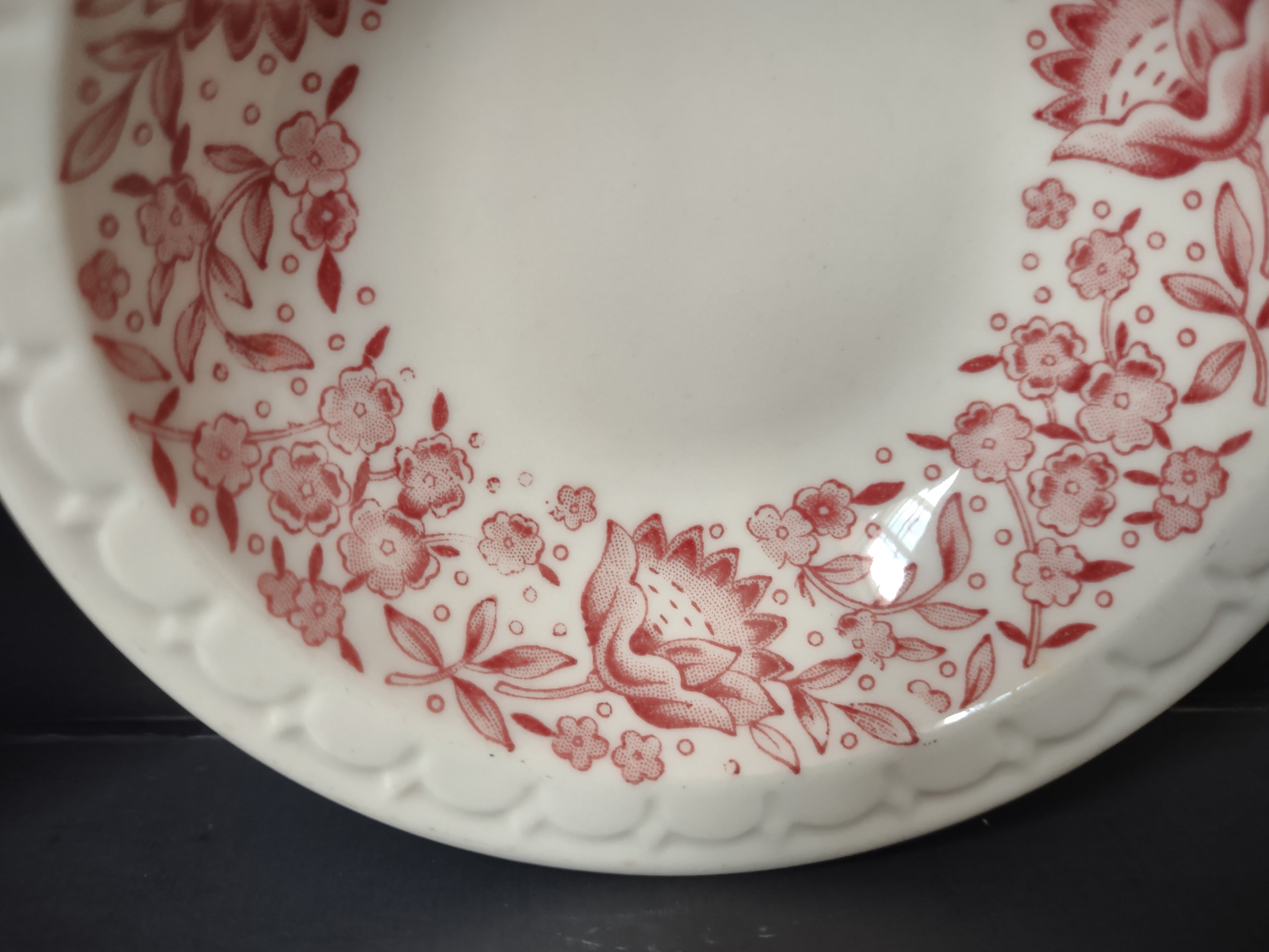 Vintage Syracuse China Pink Floral Transferware Berry Bowl Set of 2 [7142]