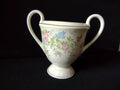 Vintage floral open sugar bowl top view showing interior