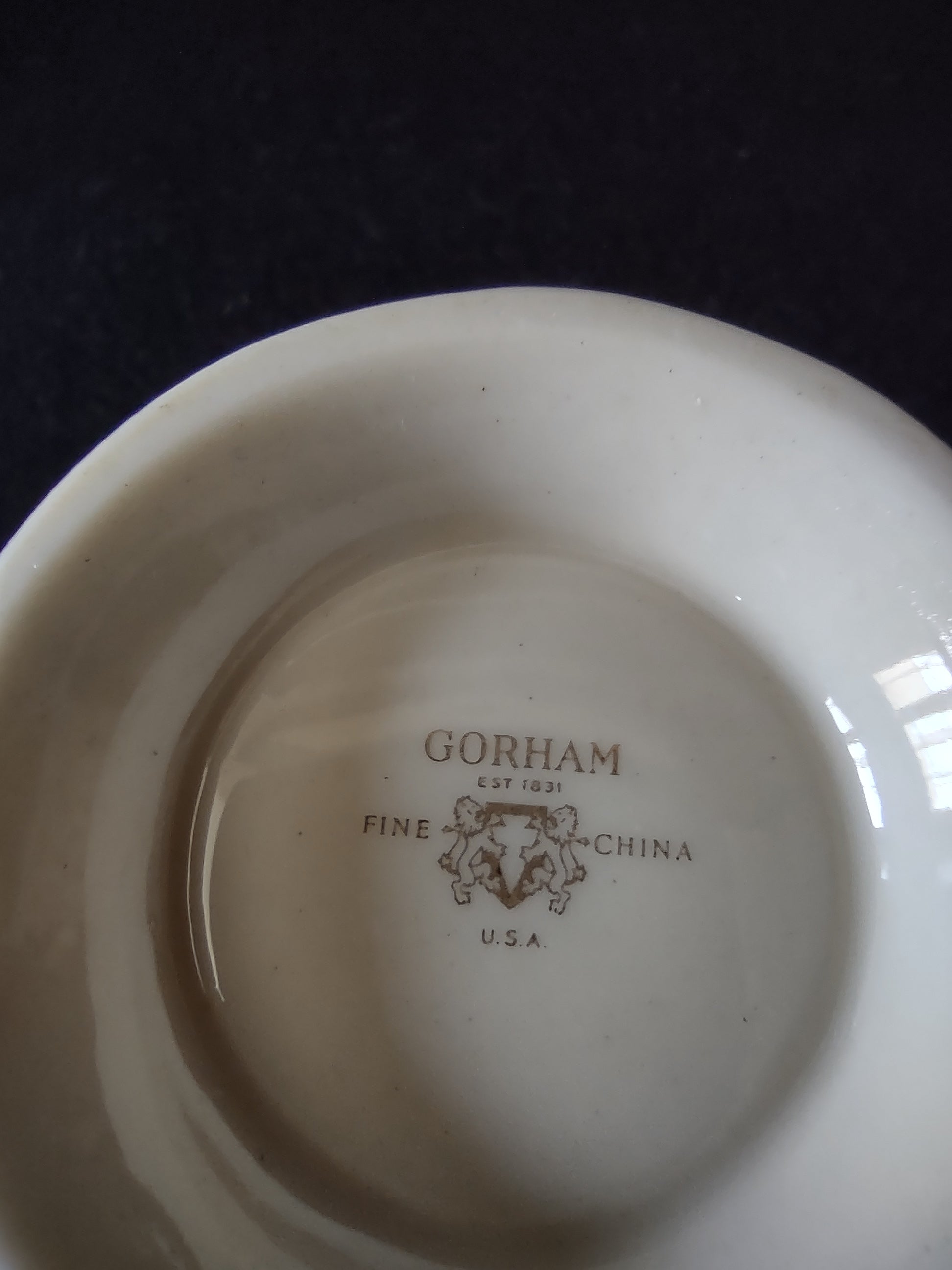 Vintage Durham Fine China Cobalt Blue & Gold Cup & Saucer Set - backstamp