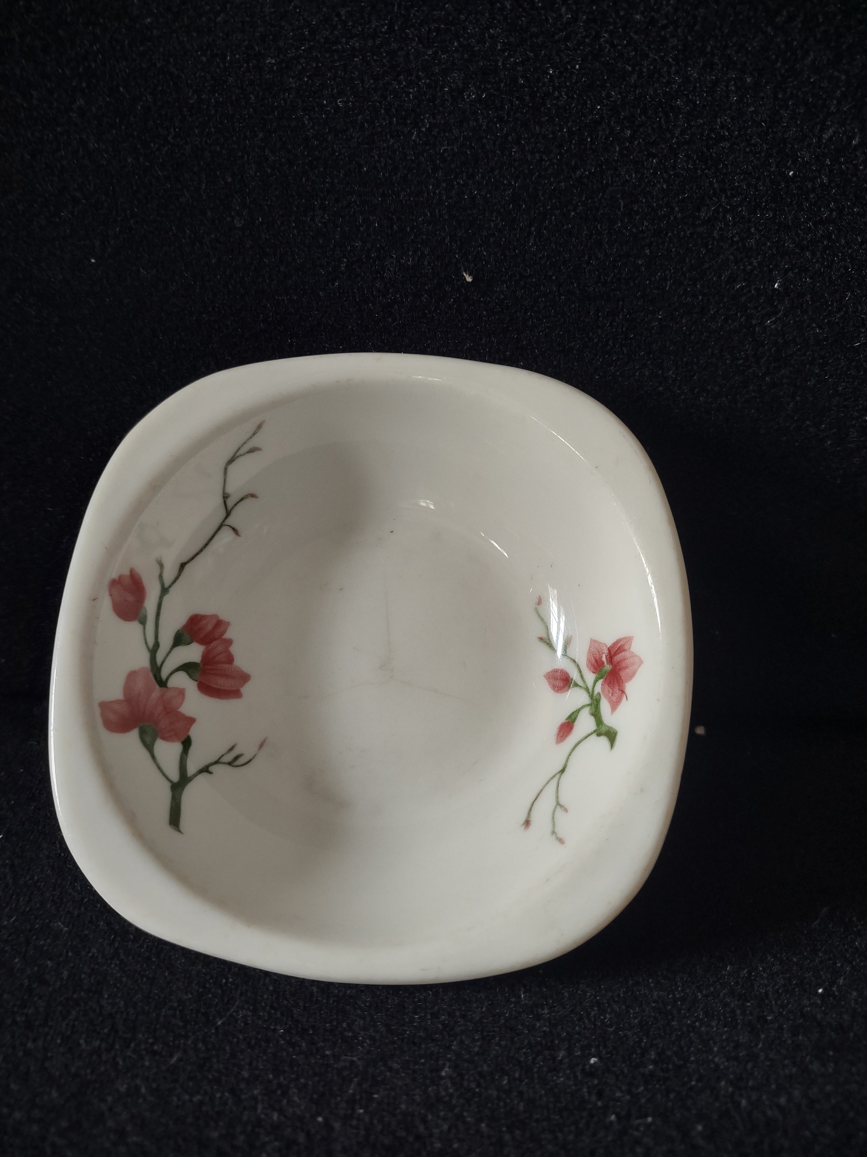 Vintage Syracuse China Trend Pink Floral Blossom Square Plate Imperfect [7122]