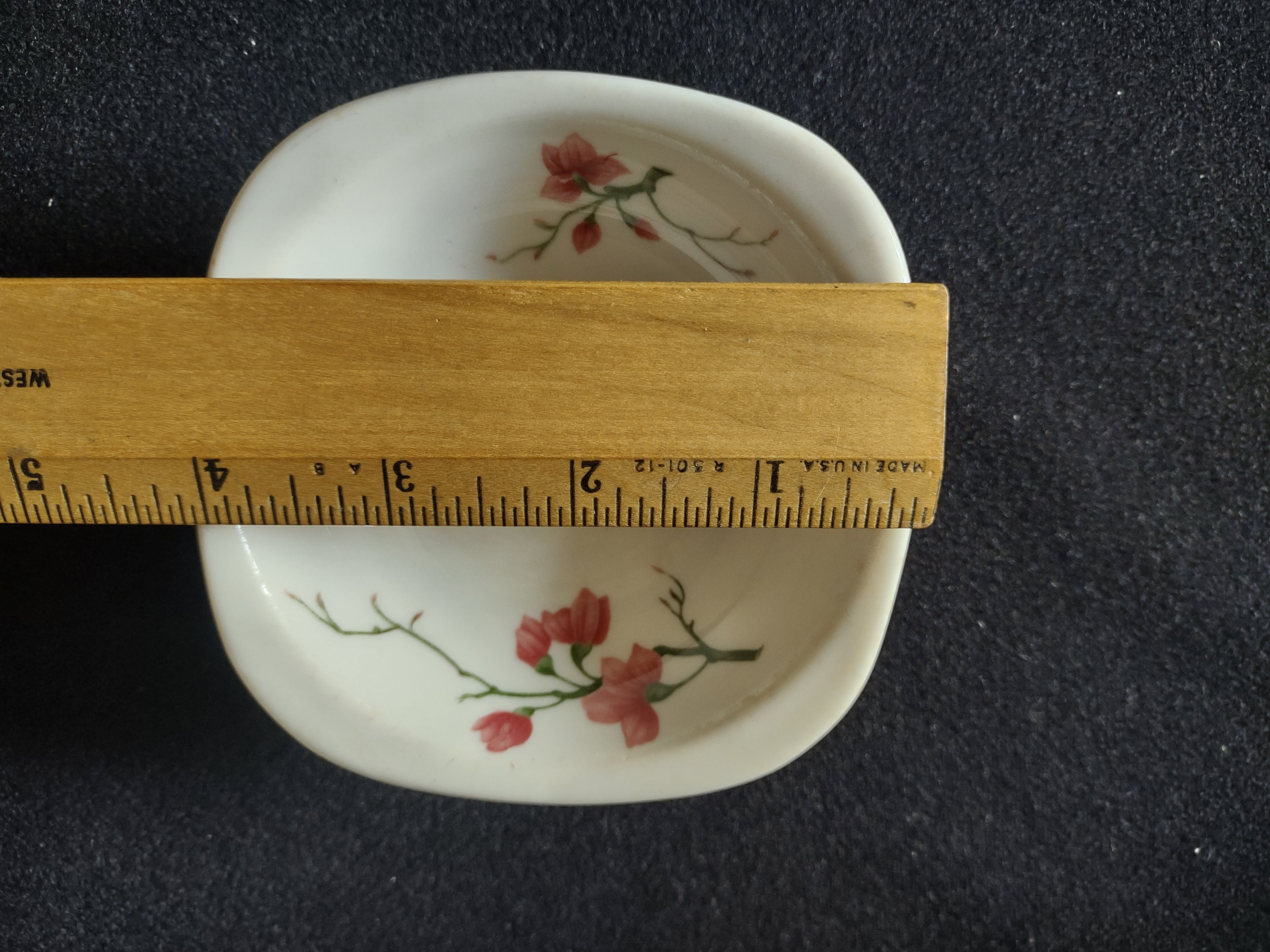 Vintage Syracuse China Trend Pink Floral Blossom Square Plate Imperfect [7122]