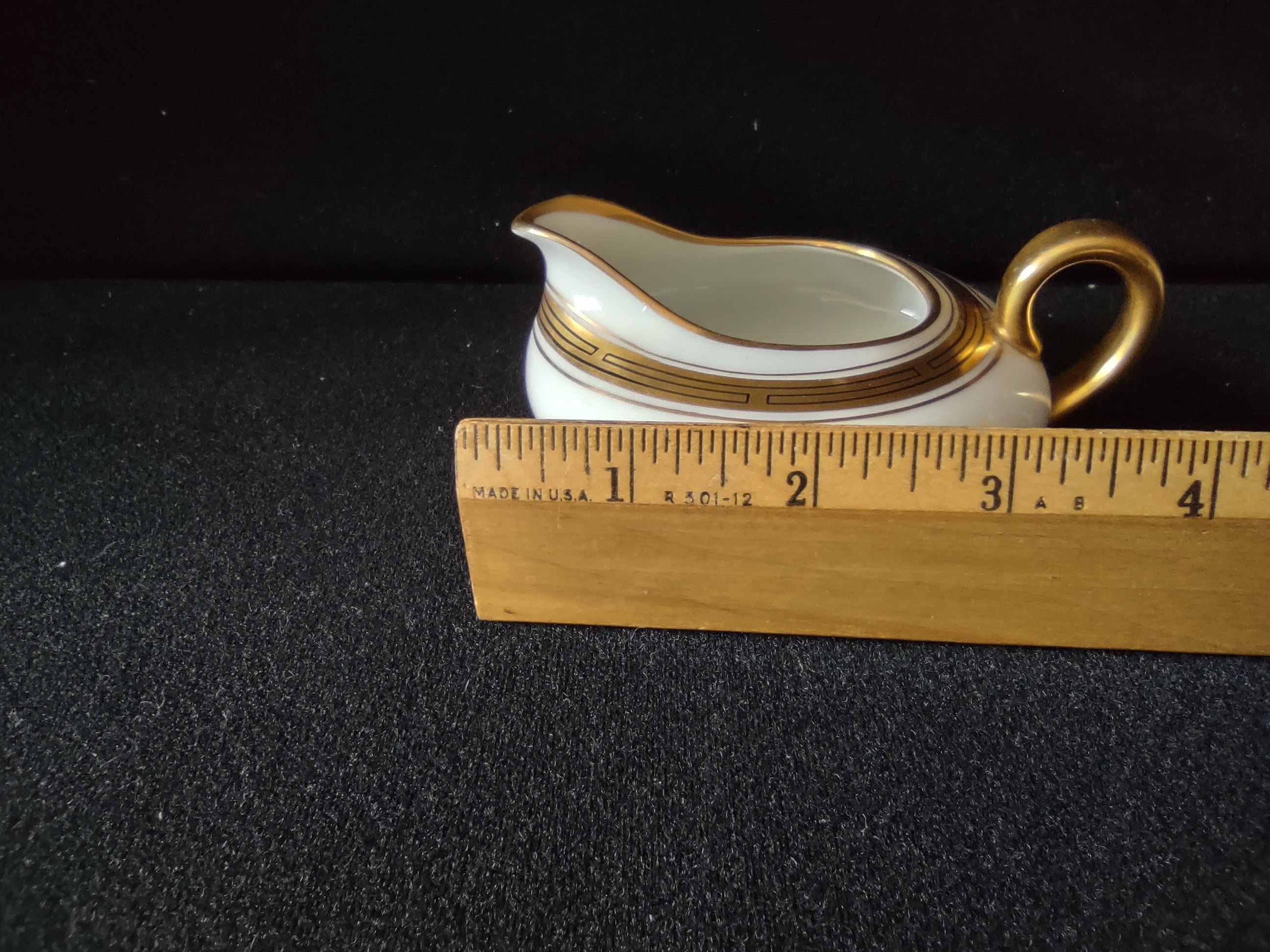 Limoges France creamer handle and Greek key band detail