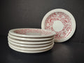 Vintage Syracuse China Pink Floral Transferware Small Plate Set of 7 [7144]