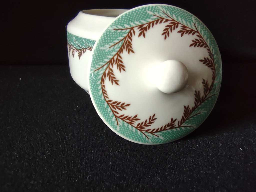 Shenango China USA sugar bowl exterior discoloration detail