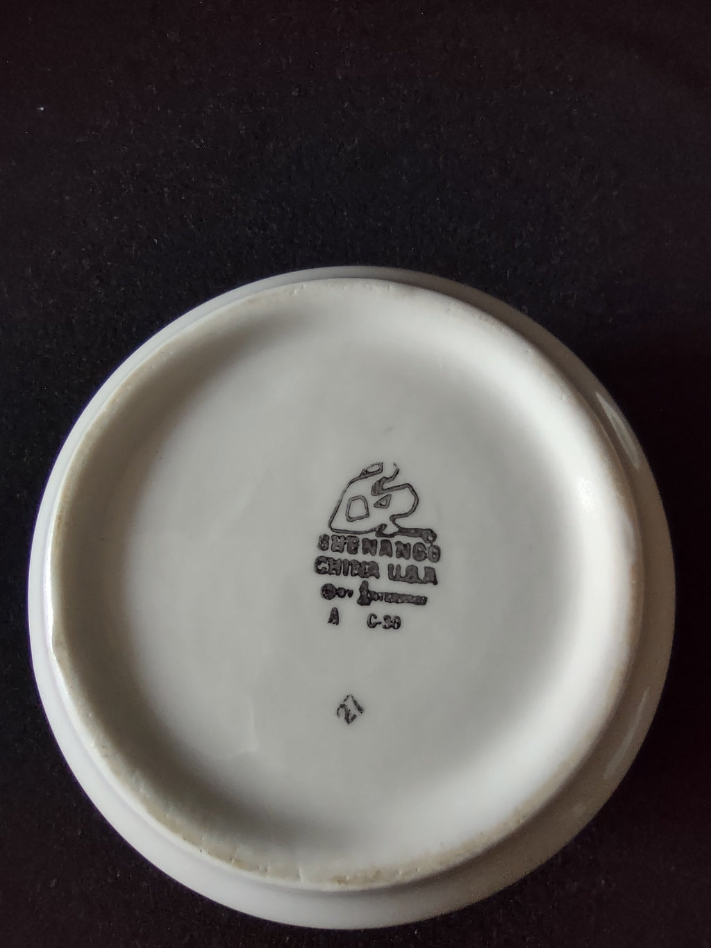 Shenango China USA sugar bowl bottom view