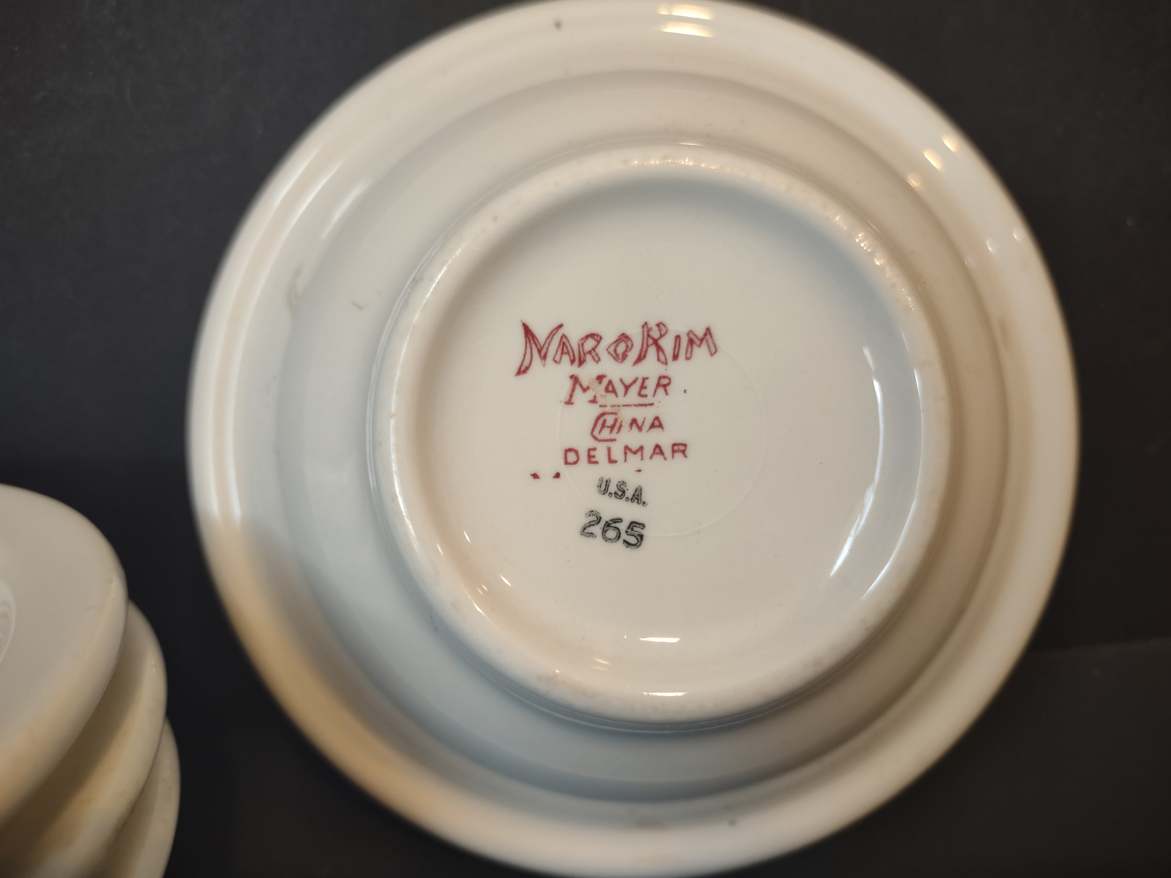 Vintage Mayer China NaroRim Delmar Pink Floral Berry Bowls Set of 4 [7145]
