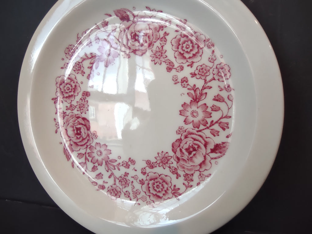 Vintage Wellsville China Lenore Pink Rose Transferware Plate [7146]