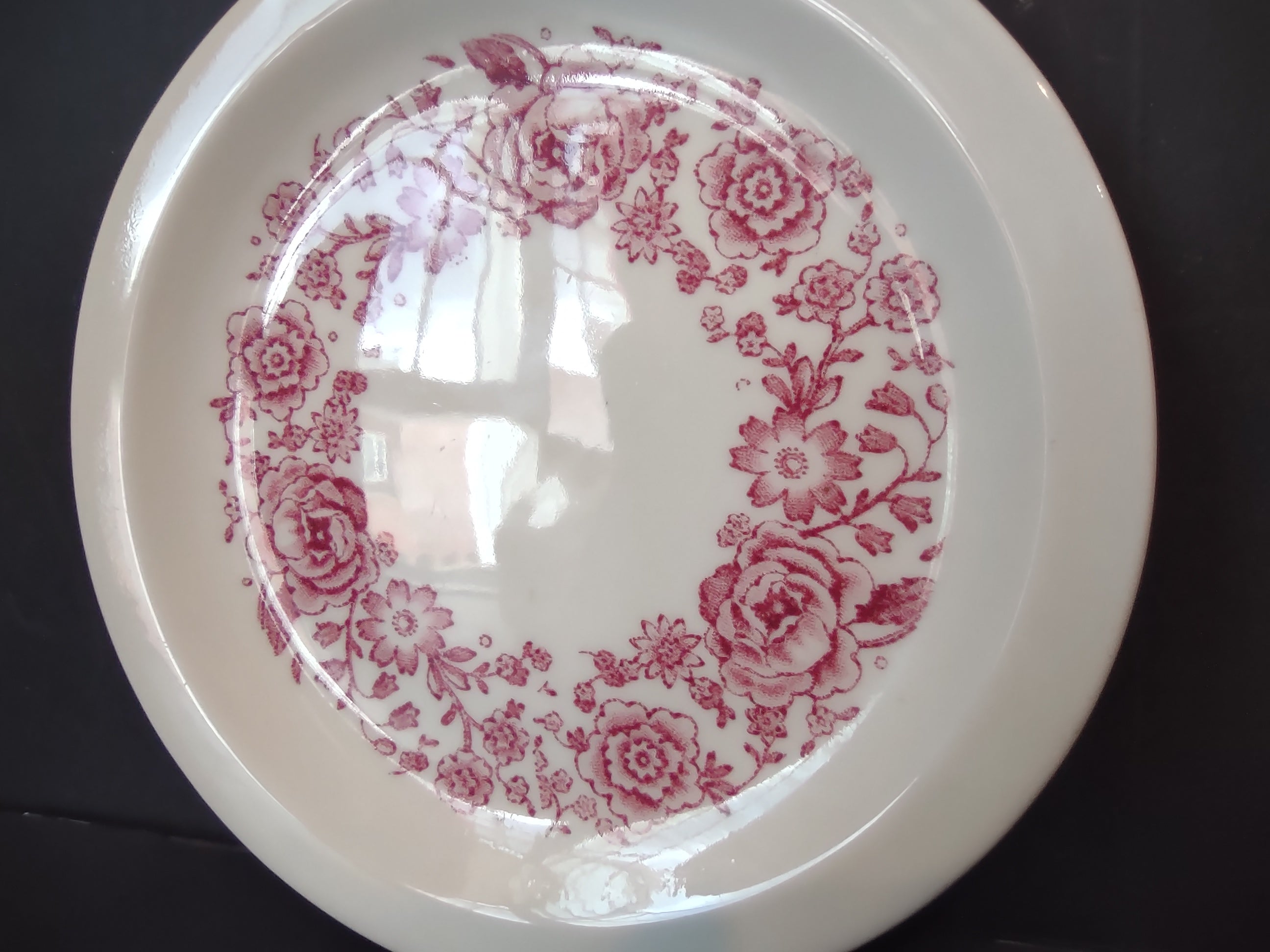 Vintage Wellsville China Lenore Pink Rose Transferware Plate [7146]