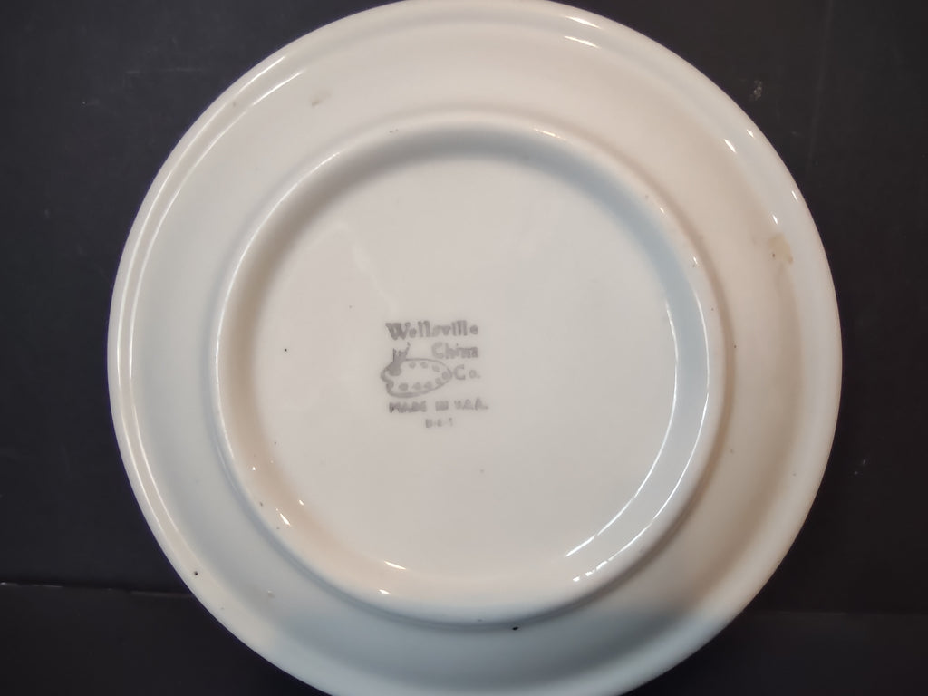 Vintage Wellsville China Lenore Pink Rose Transferware Plate [7146]