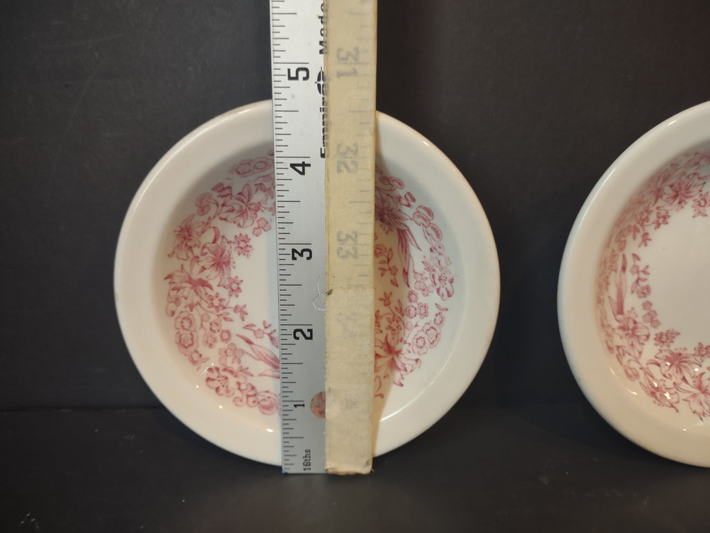 Vintage Mayer China Delmar Pink Floral Transferware Berry Bowls Set of 2 [7147]