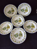 Vintage Metlox Poppytrail Happy Time Folk Art Girl Plates Set of 6 [7130]