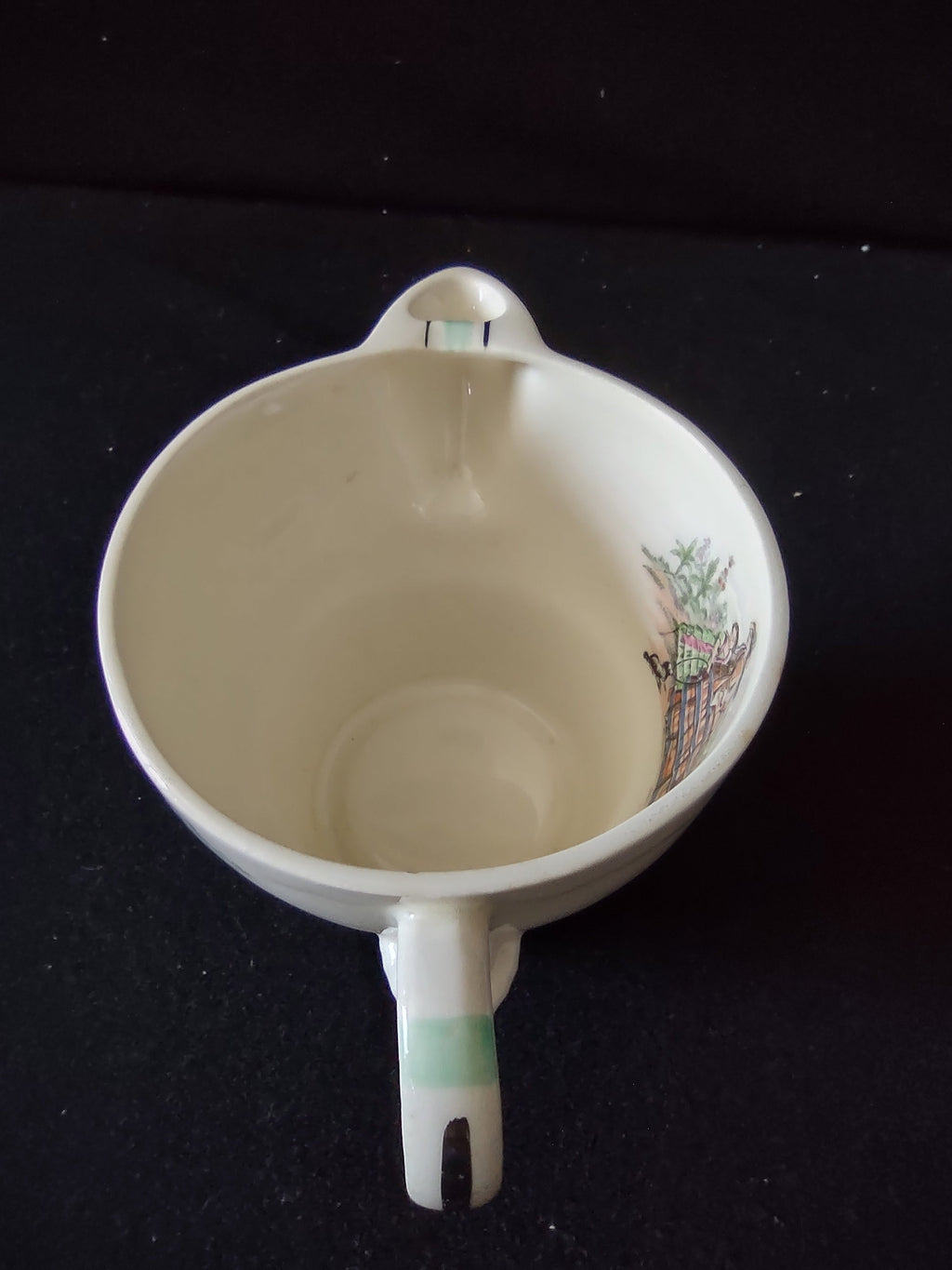 Vintage Salem China Godey Prints Creamer - backstamp showing Godey Prints Salem China Co. Made in USA