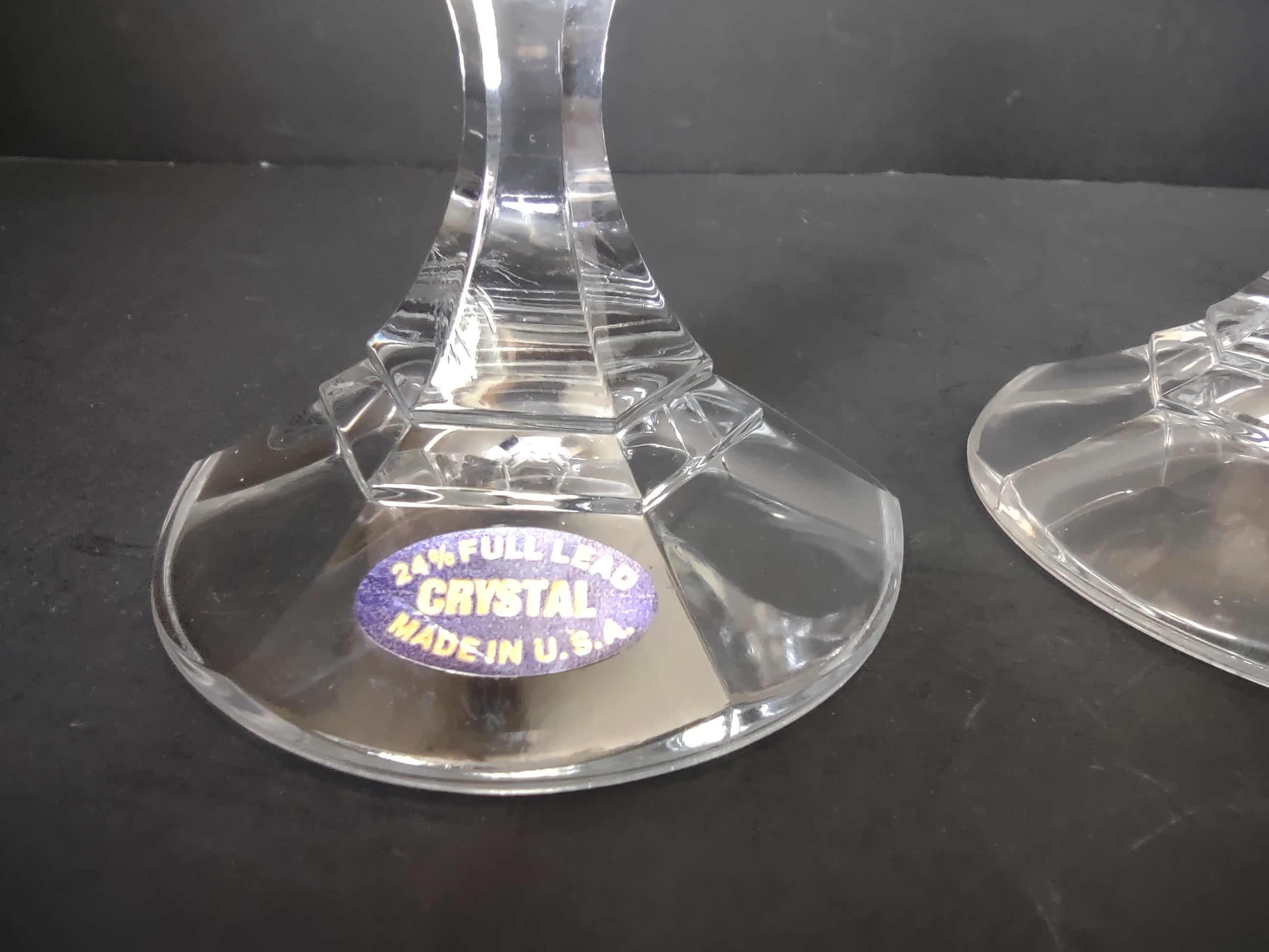 Vintage Latrobe 24% Full Lead Crystal Candlestick Pair 4" [7155]