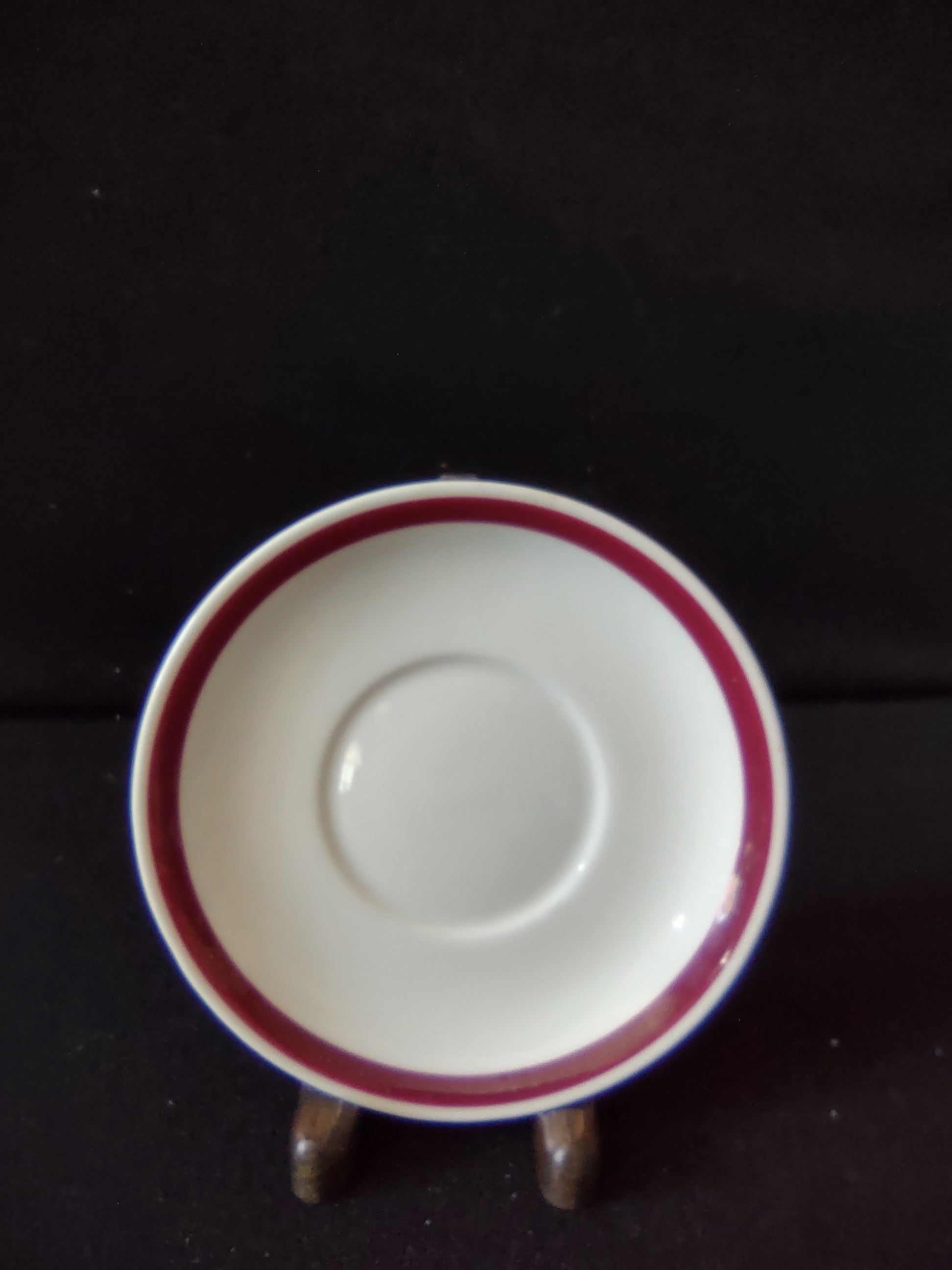 Vintage Jackson China Waldhorn Burgundy Stripe Saucer New Orleans [7136]