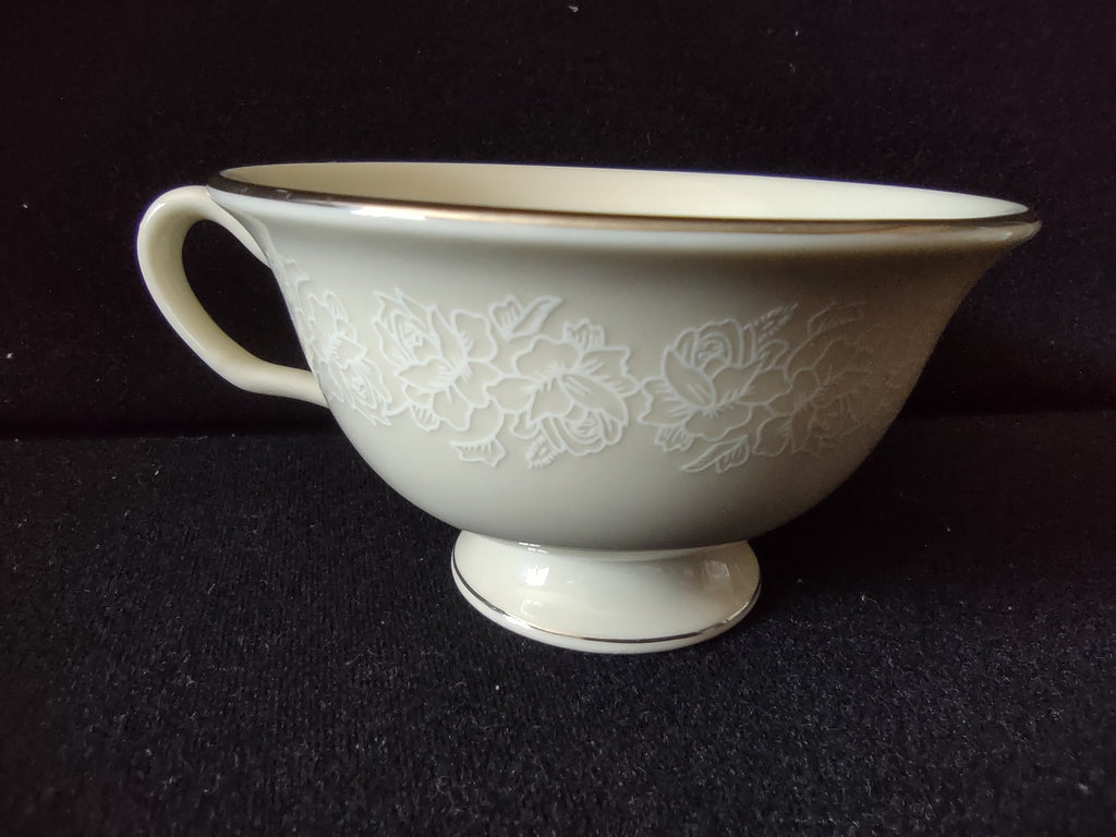 Vintage Cathedral Fine China Embossed Rose Platinum Trim Cup [7137]