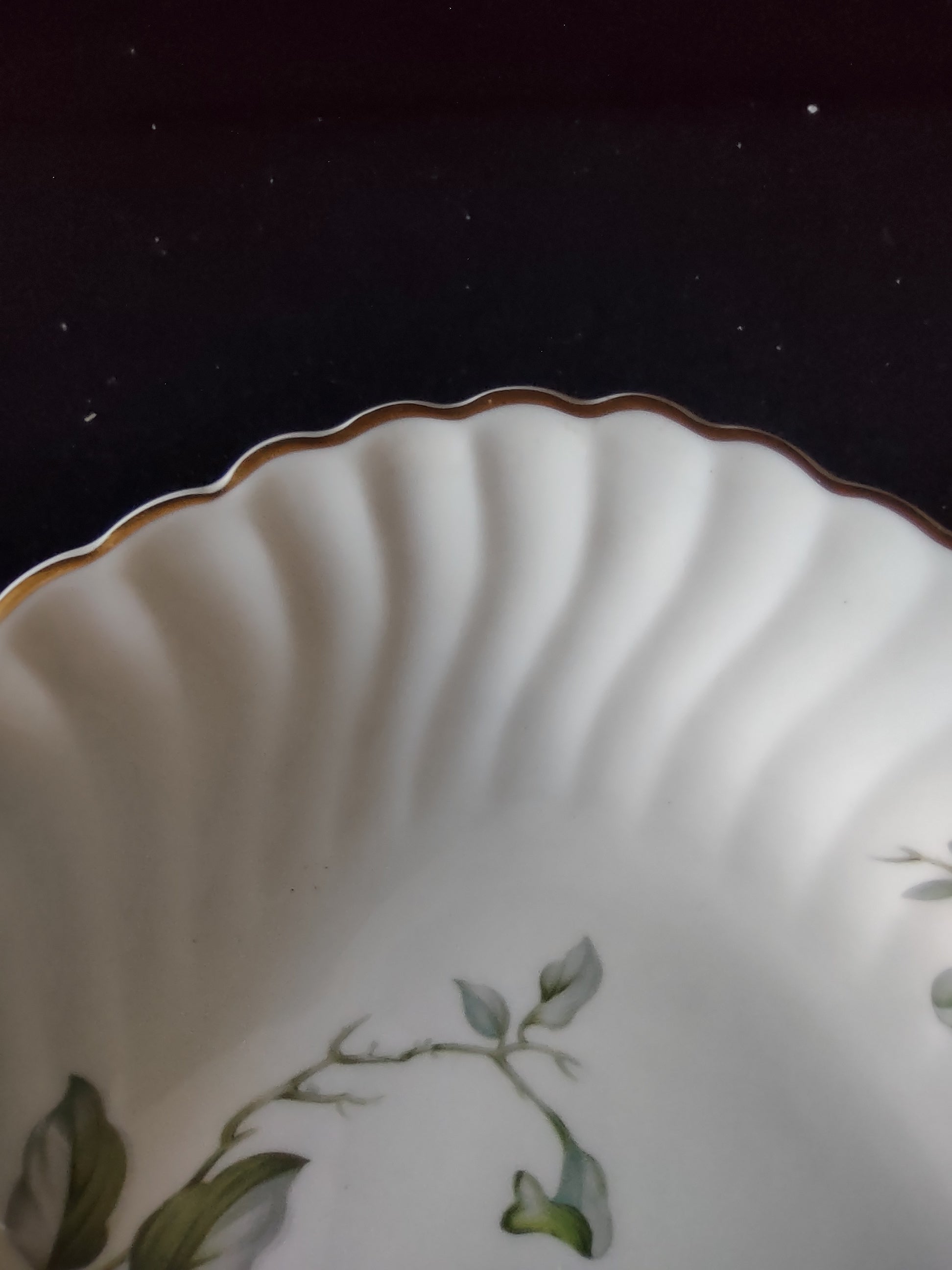 Vintage Syracuse China Apple Blossom Oval Serving Dish Pink & White [7138] - rim detail