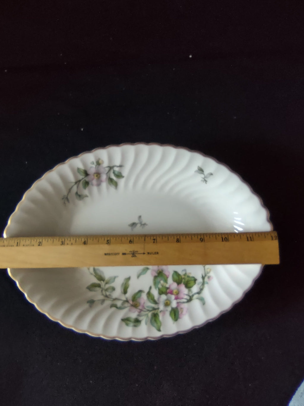Vintage Syracuse China Apple Blossom Oval Serving Dish Pink & White [7140] - backstamp