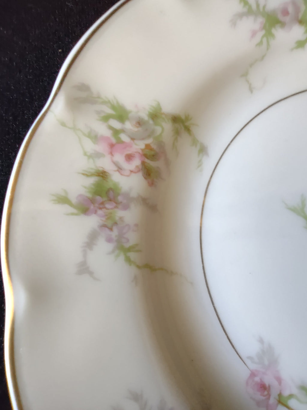 Set of 5 Theodore Haviland Rosalinde plates displayed together