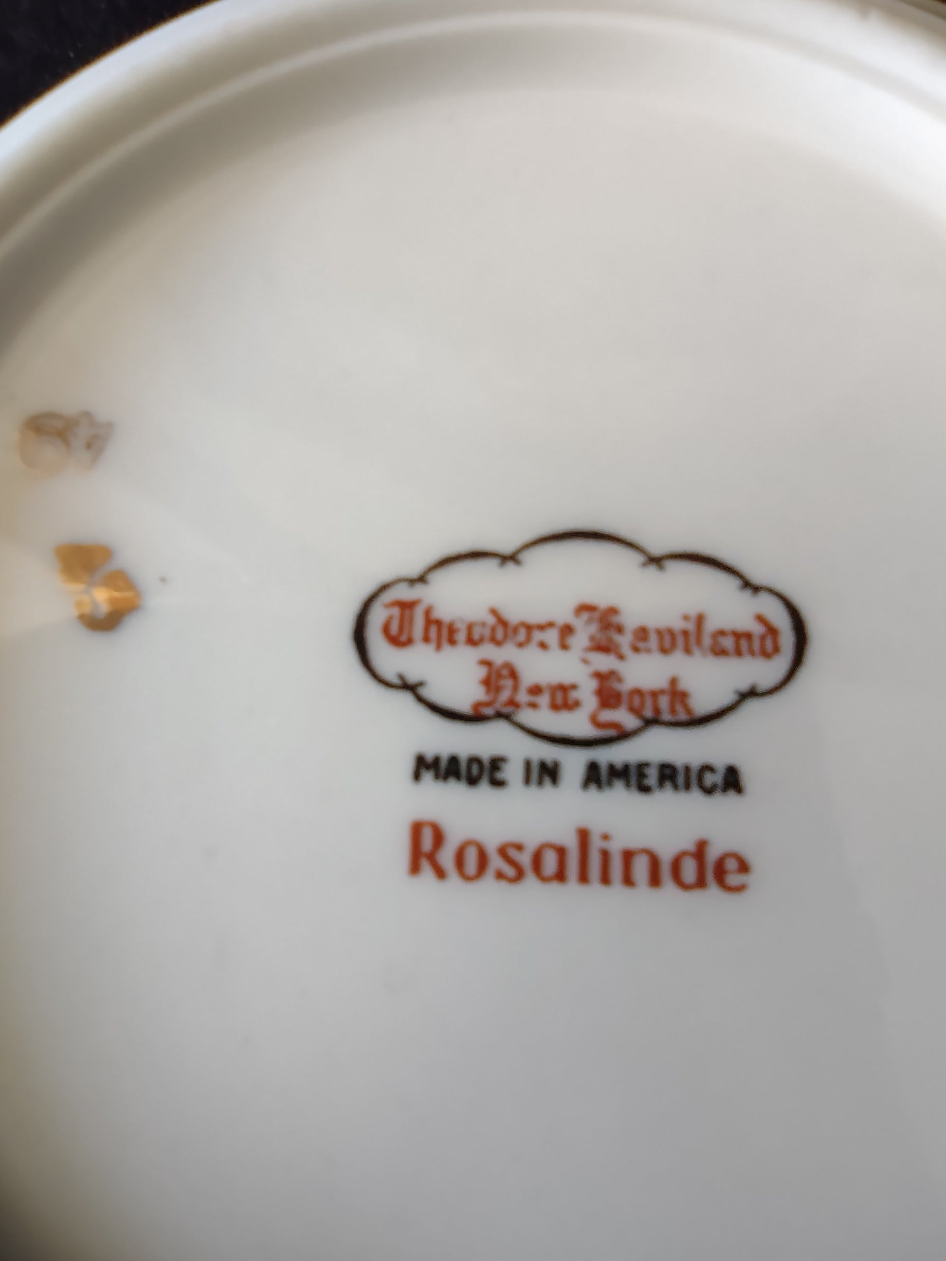 Theodore Haviland Rosalinde berry bowl top view showing full floral pattern and gold ring