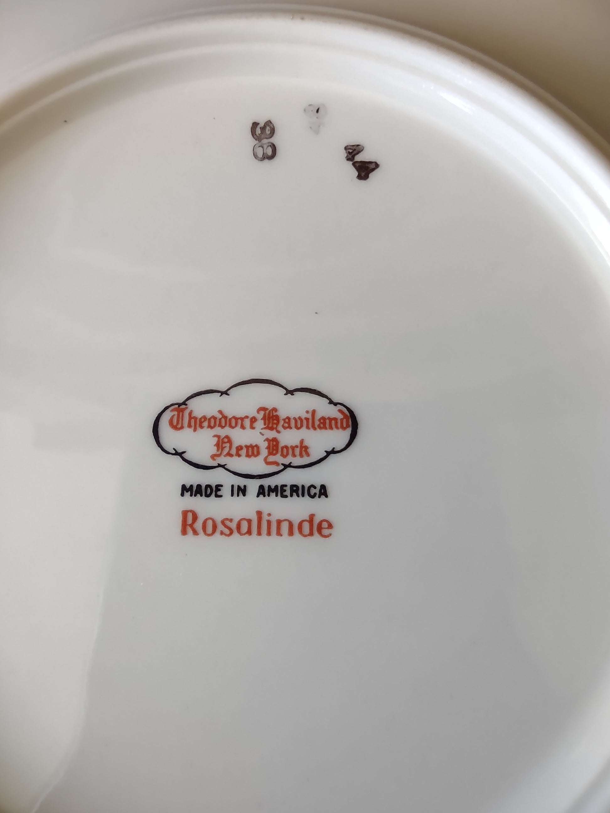 Theodore Haviland Rosalinde plate back showing backstamp