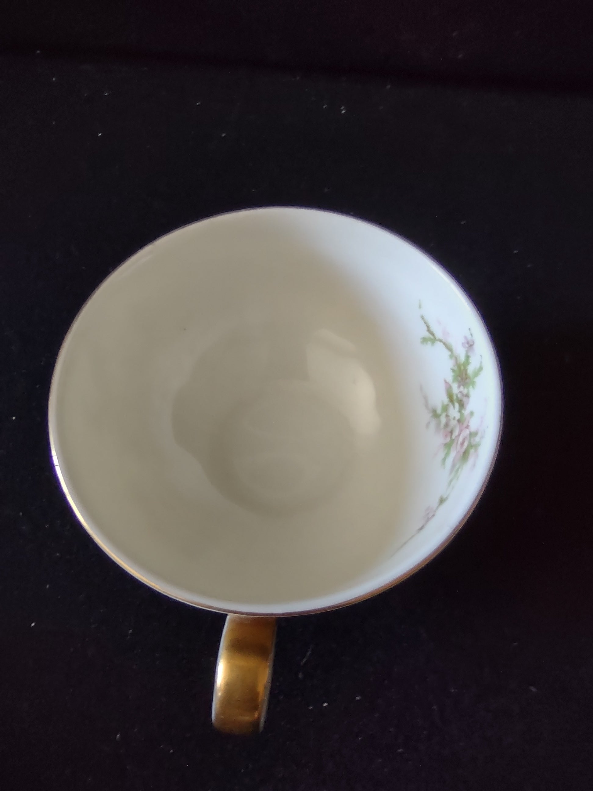 Theodore Haviland pink roses teacup set of 2 side view