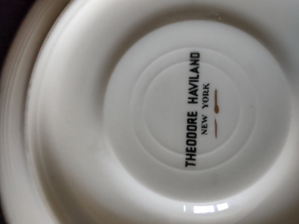 Vintage Theodore Haviland Rosalinde cup and saucer set of 2 side view