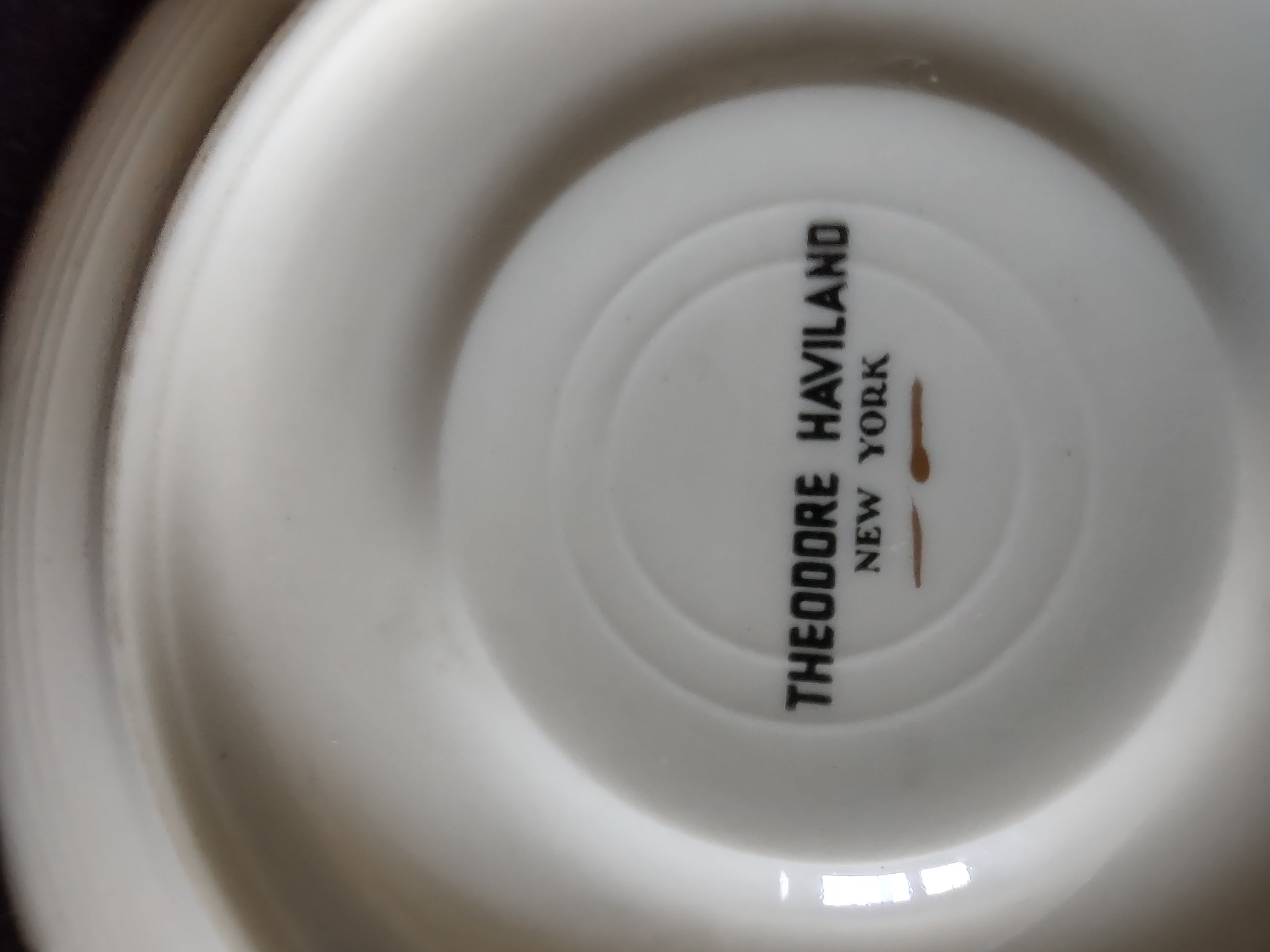 Vintage Theodore Haviland Rosalinde cup and saucer set of 2 side view